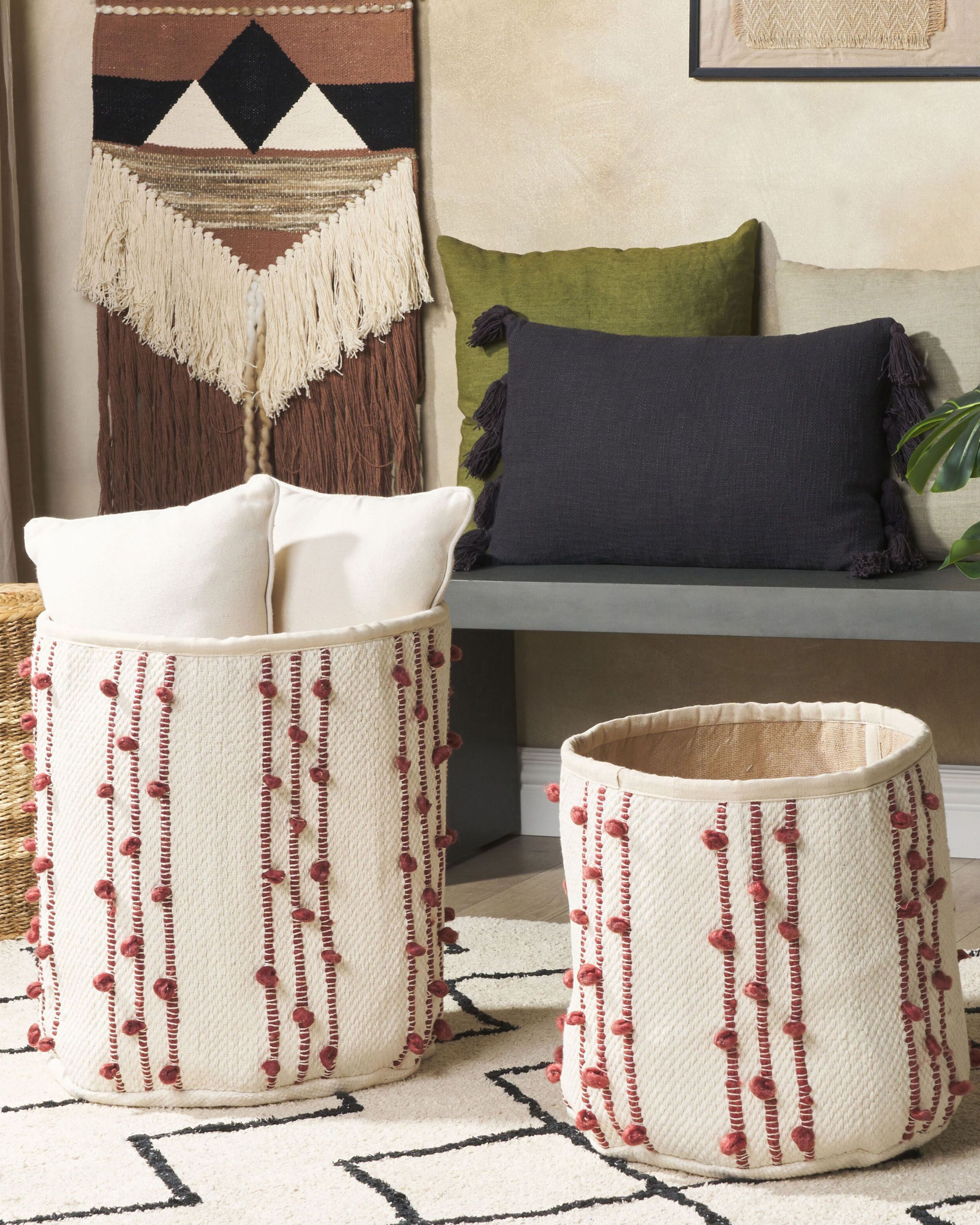 Set of 2 Baskets KHEL Cotton Beige