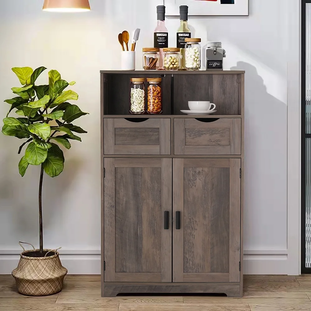 FANGSUM Rattan Storage Cabinet with 2 Drawers & 2 Shelves, Floor Cabinet for Living Room - Image 16