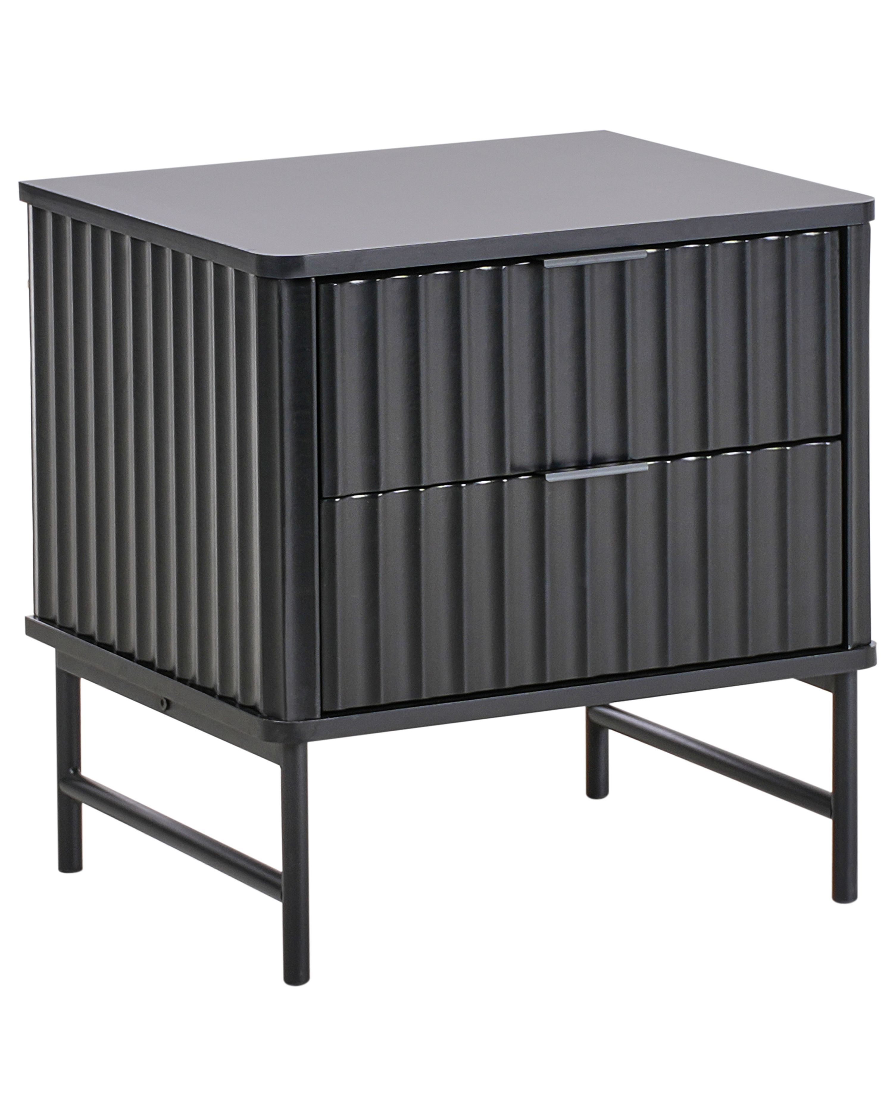 2 Drawer Bedside Table GLASTONBURY Black