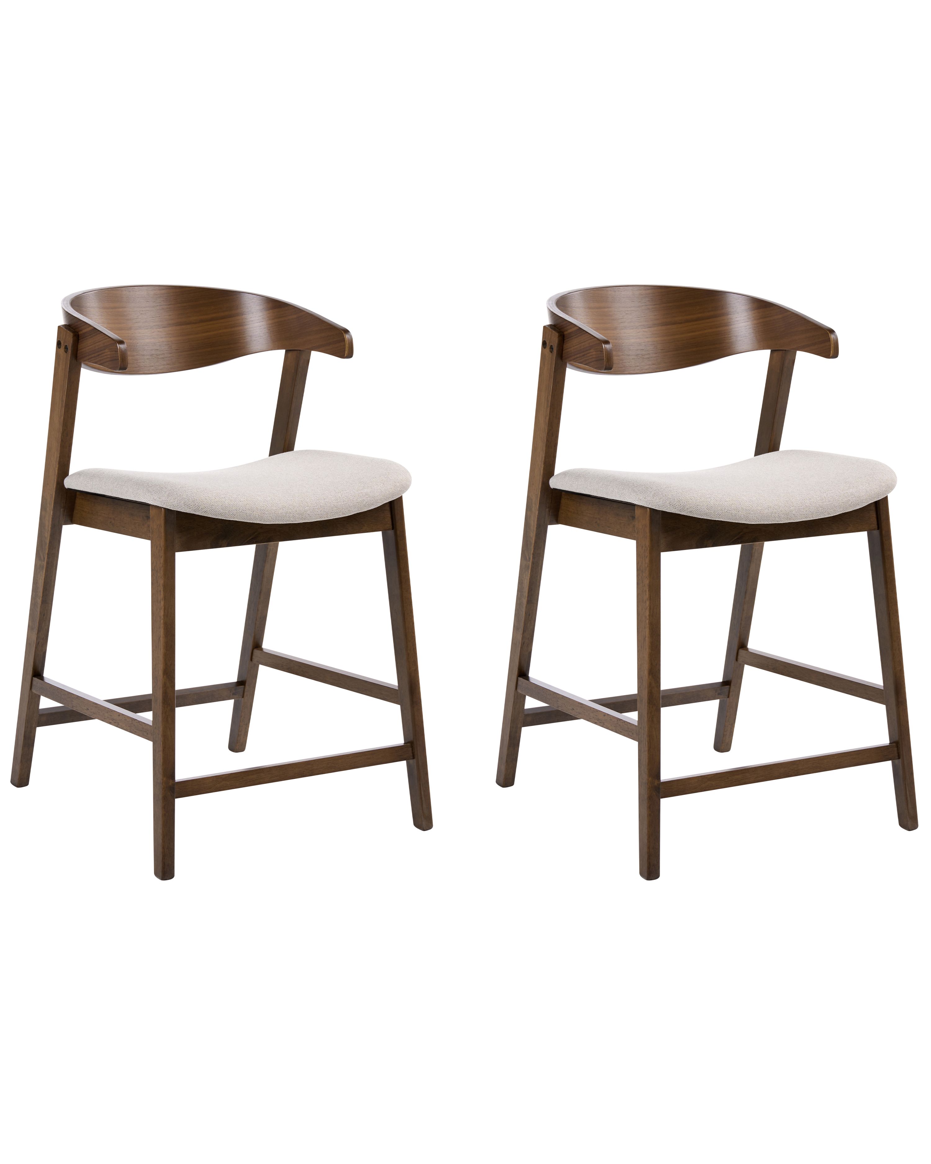 Set of 2 Bar Chairs LILLY Brown/ Beige