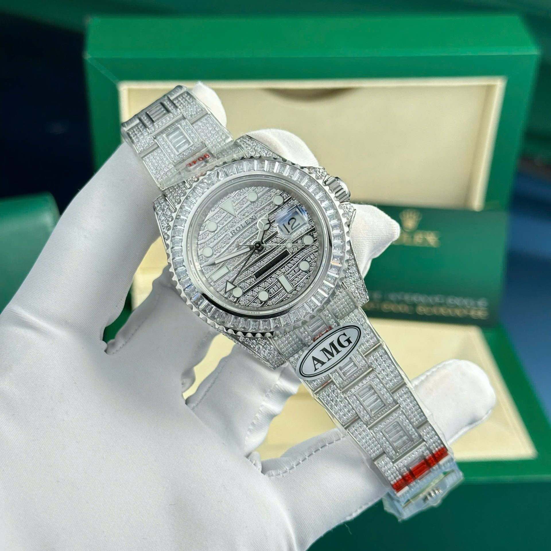 Rolex GMT Master II Iced Out Replica Watch Swiss Movement AMG Factory 40mm - Elite Watch Atelier