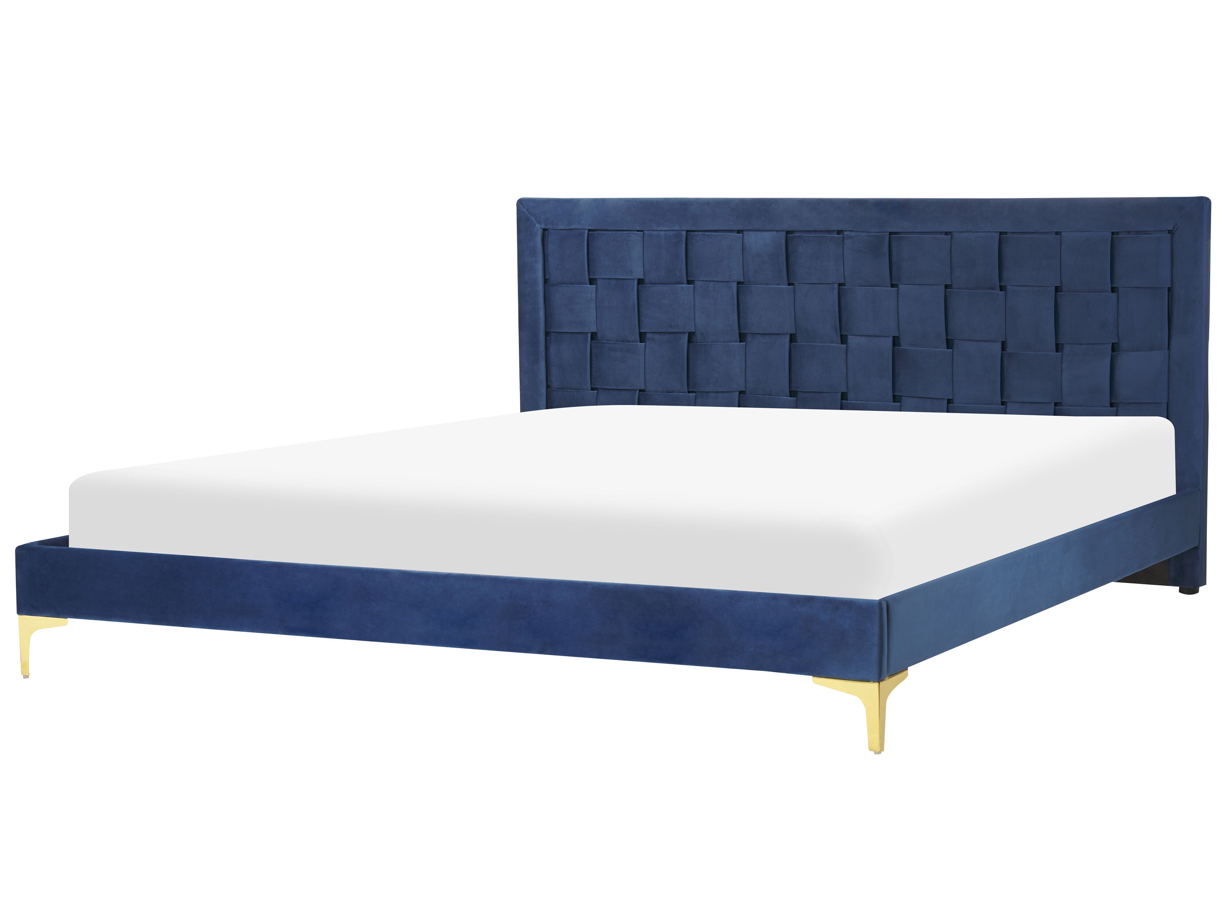 Bed Velvet LIMOUX 180 x 200 cm (EU Super King) Navy Blue