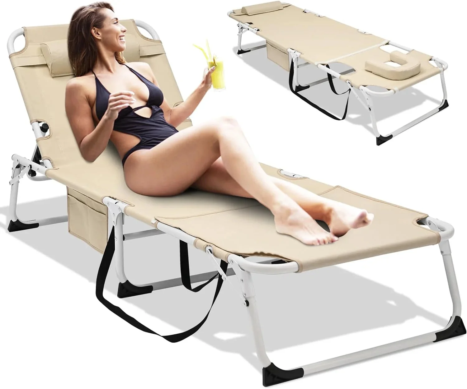 Slsy 5-Position Adjustable Folding Lounge Chair And Cot - 75.2" x 25.6" x 11.8" - Image 142 Slsy 5-Position Adjustable Folding Lounge Chair And Cot - 75.2" x 25.6" x 11.8" - Image 142