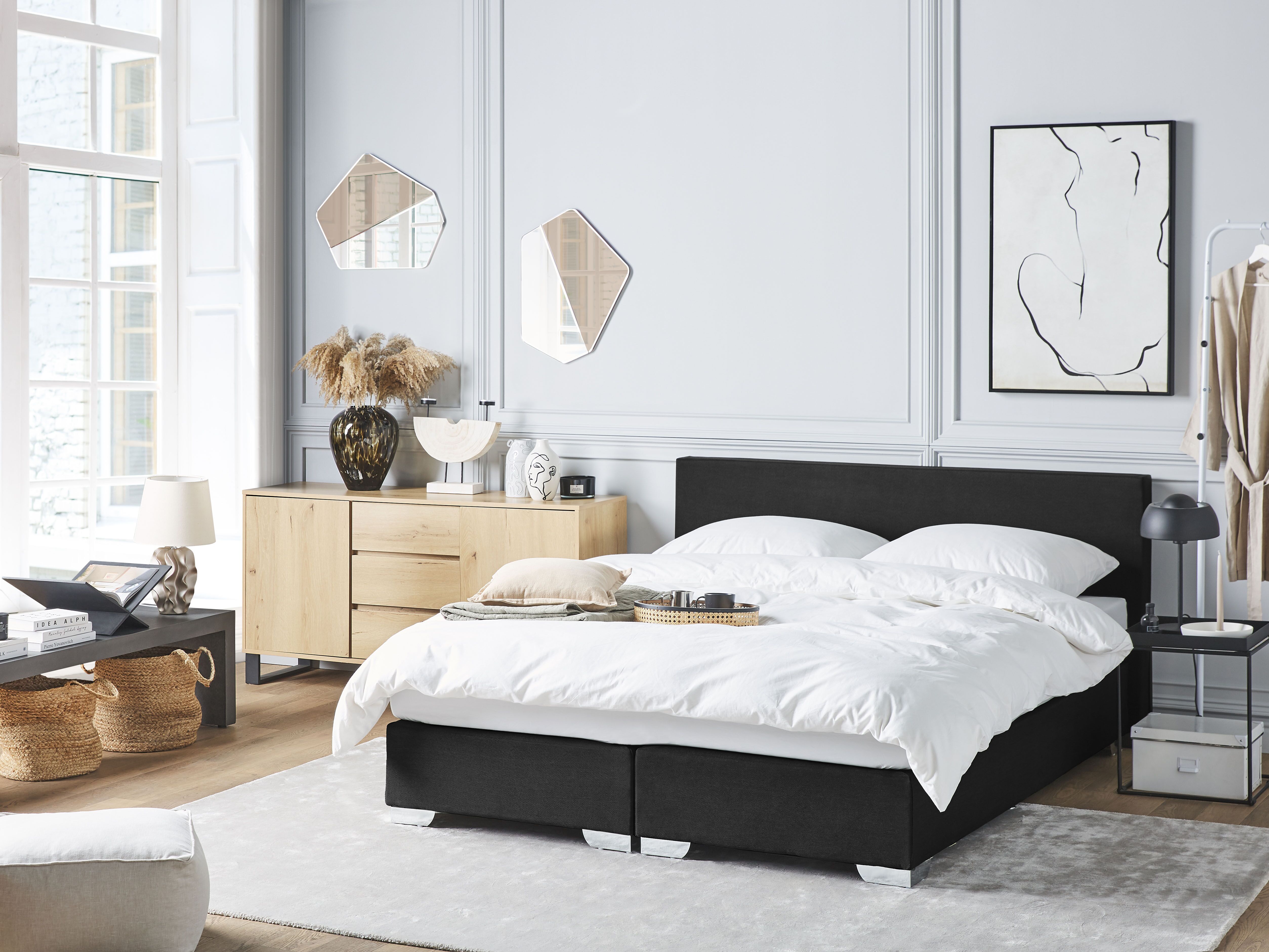 Divan Bed Fabric PRESIDENT 160 x 200 cm (EU King Size) Black