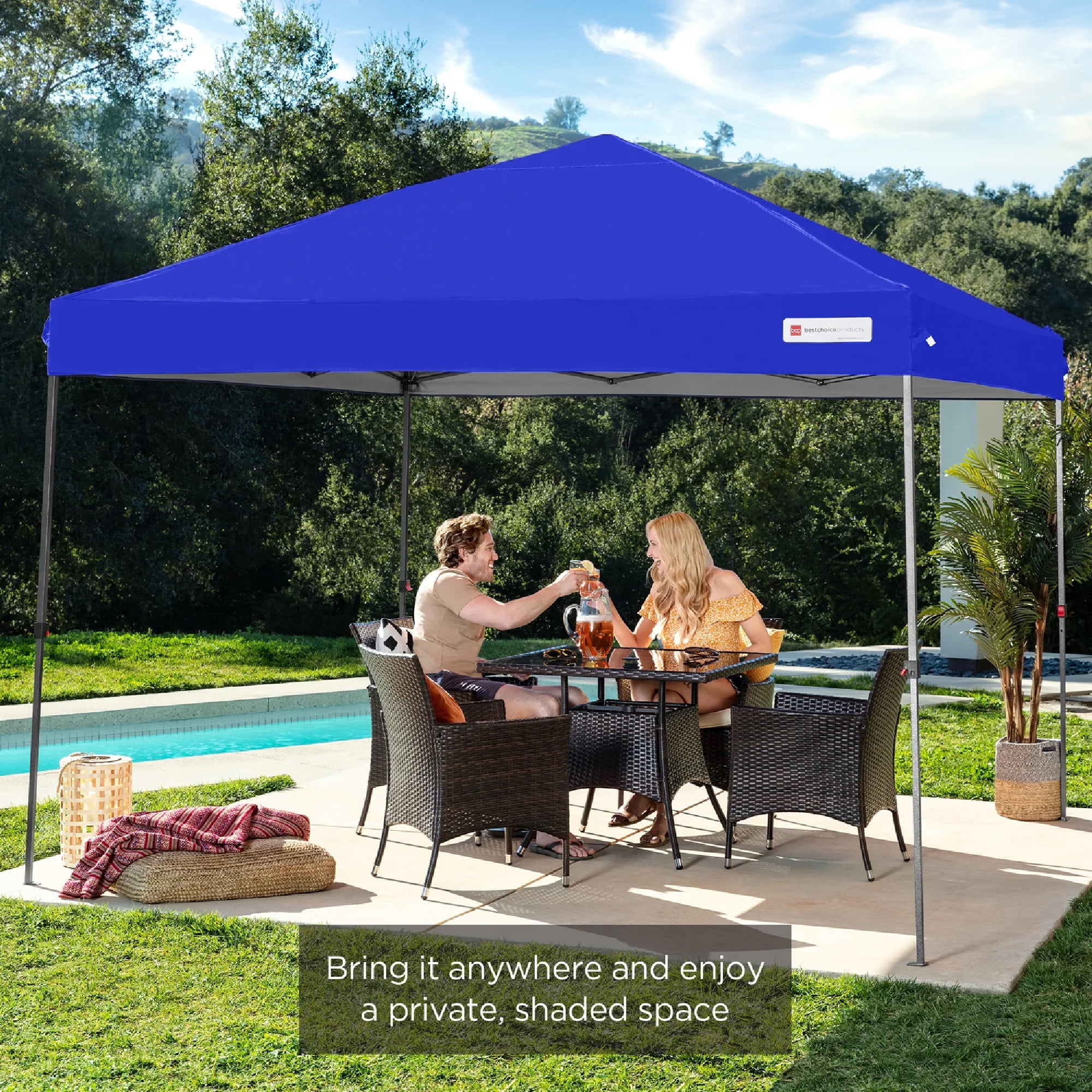 Best Choice Products 10x10ft Easy Setup Pop Up Canopy w/ 1-Button Setup, Wheeled Case, 4 Weight Bags - White - Image 215