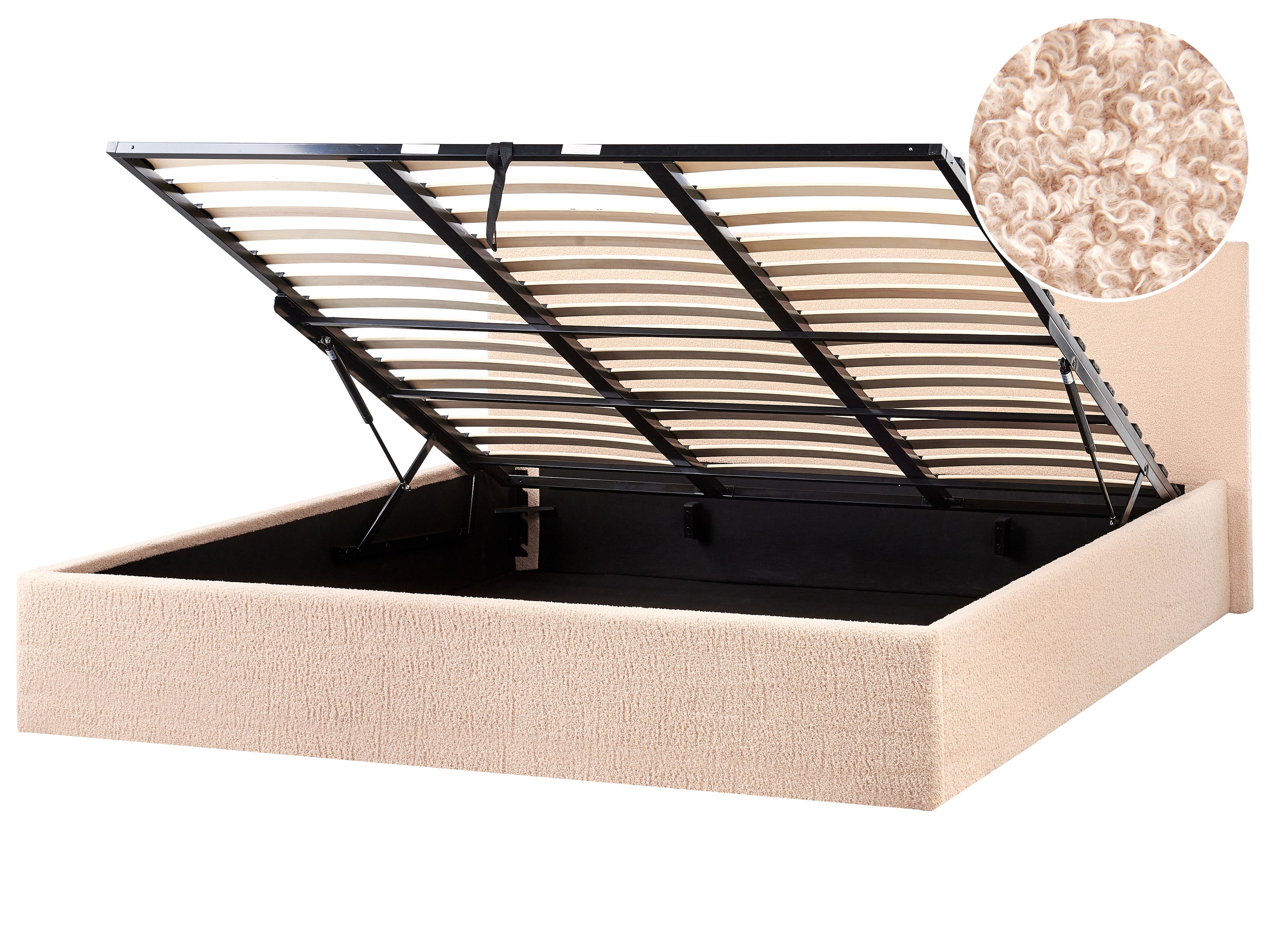 Ottoman Bed Boucle ORBEY 180 x 200 cm (EU Super King) Beige