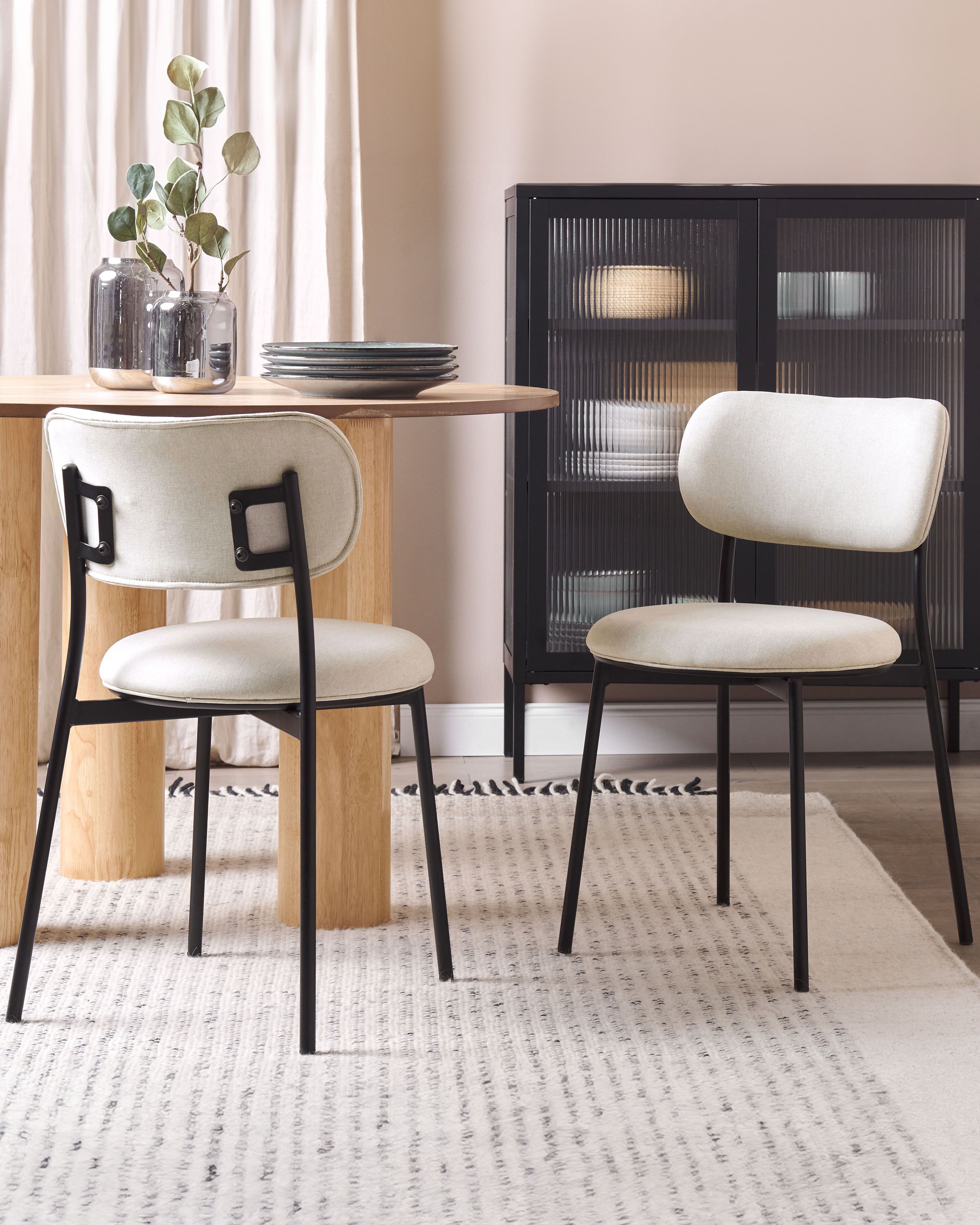 Set of 2 Dining Chairs CASEY Fabric Light Beige