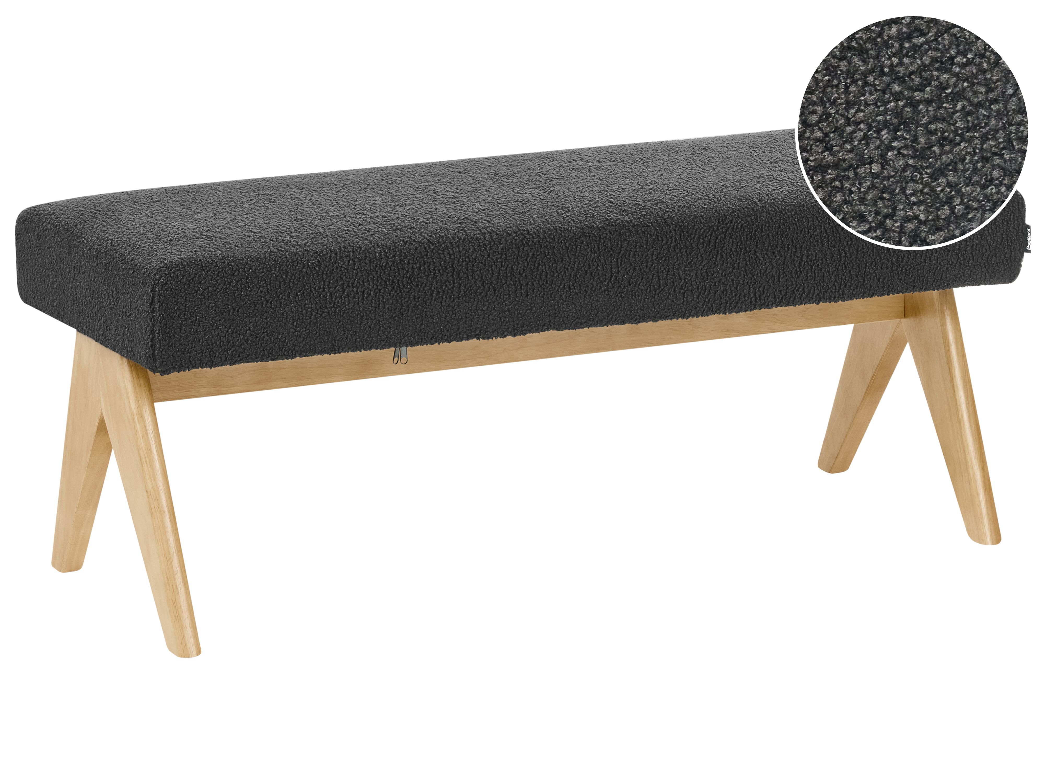 Upholstered Bench TAMRE Boucle Black/ Light Brown