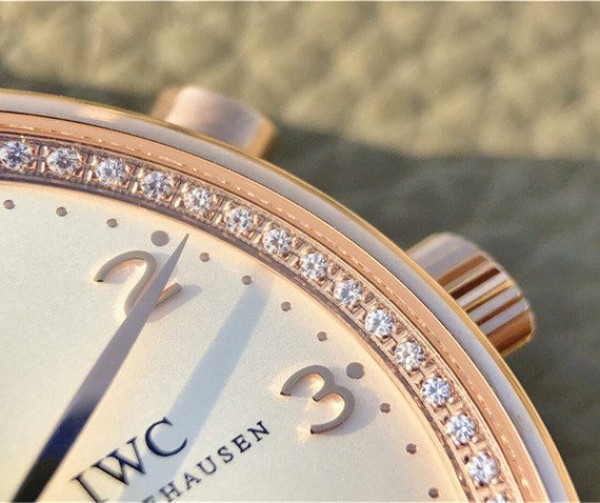 Replica IWC ZF Portuguese Chrono IW3714 RG White Dial Diamonds Inner Bezel - Top club