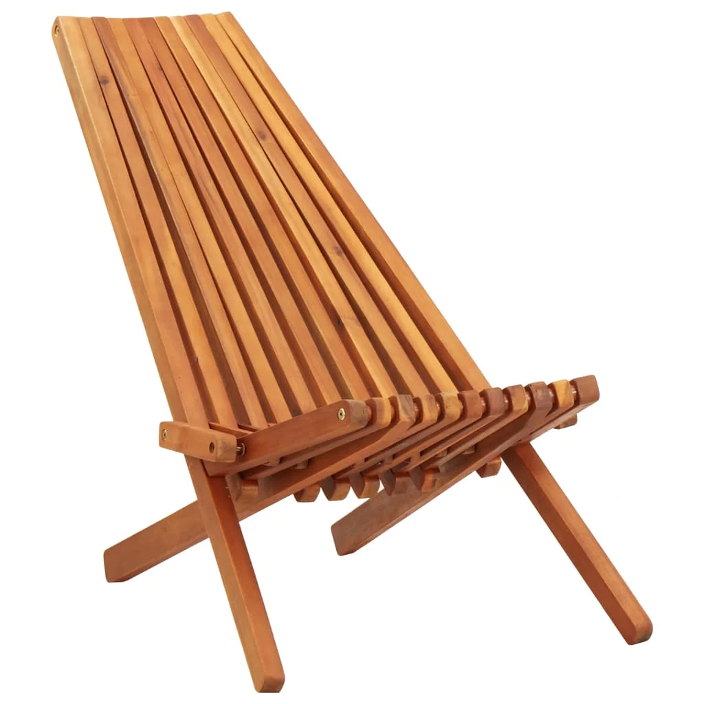 vidaXL 1/2x Solid Acacia Wood Folding Outdoor Lounge Chairs Deck Chair Seat - Image 6