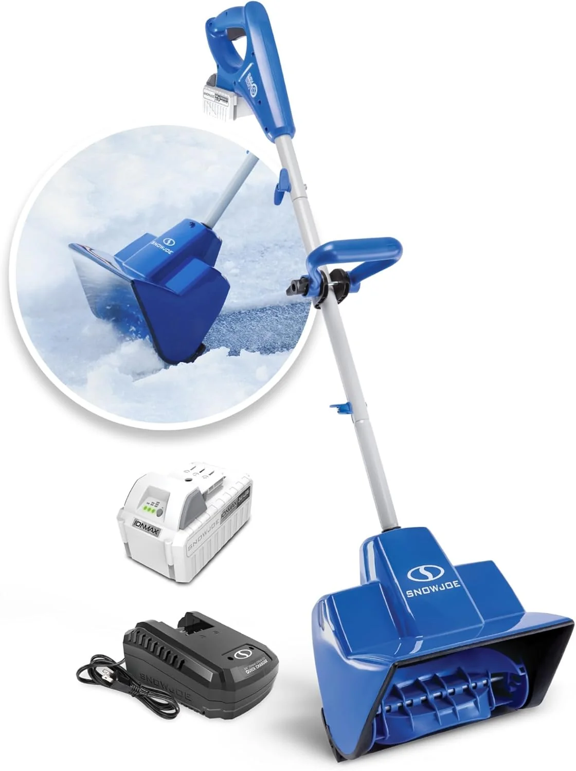 Snow Joe Cordless Electric Snow Shovel Kit 24V 4Ah Battery, Charger, 11in Clearing Width, 400W - 24V-SS11 Snow Joe Cordless Electric Snow Shovel Kit 24V 4Ah Battery, Charger, 11in Clearing Width, 400W - 24V-SS11