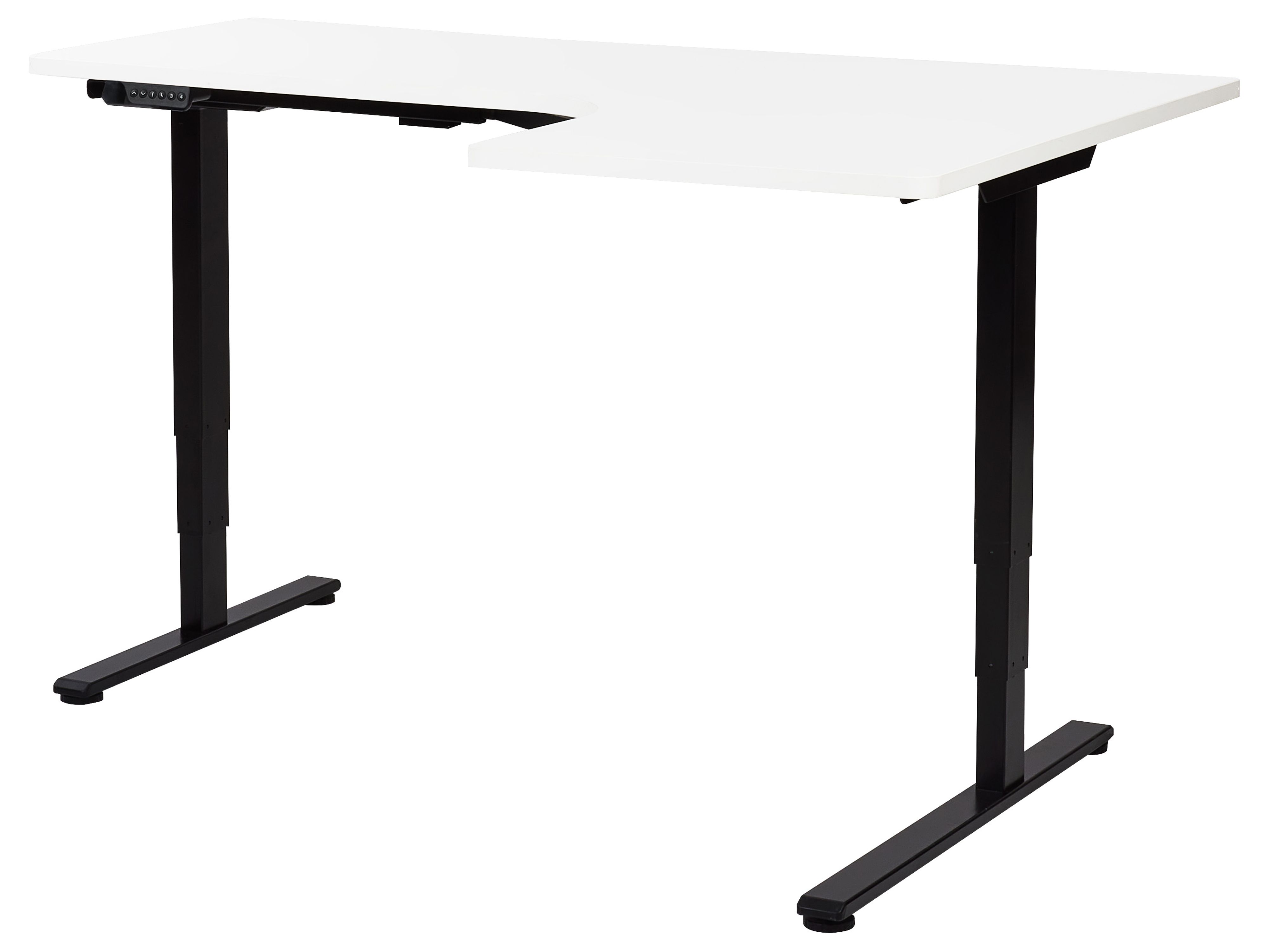 Electric Adjustable Corner Desk DESTINES White/ Black 160 cm 109 cm Right Hand