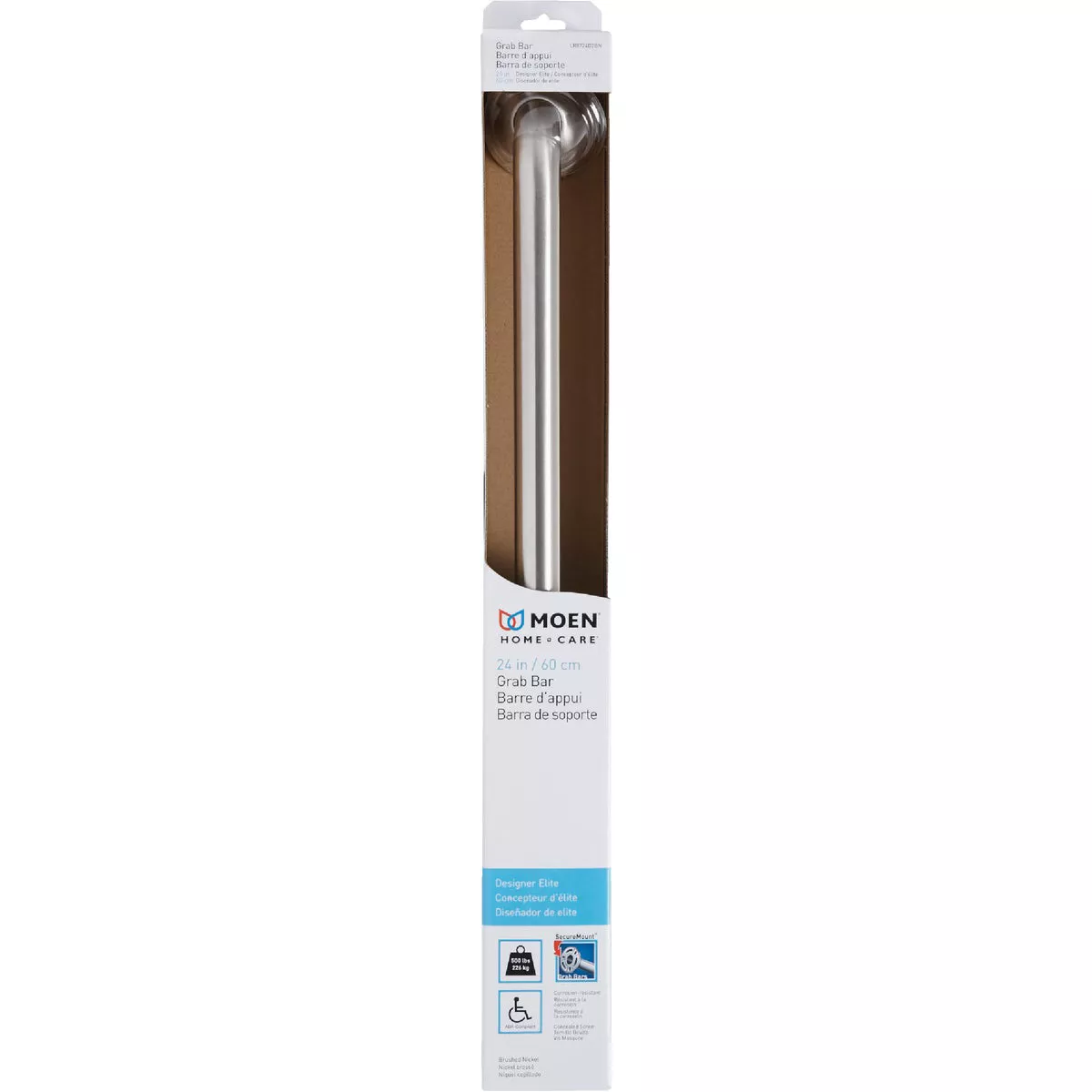Moen Home Care 24 In. Concealed Screw Designer Grab Bar, Brushed Nickel