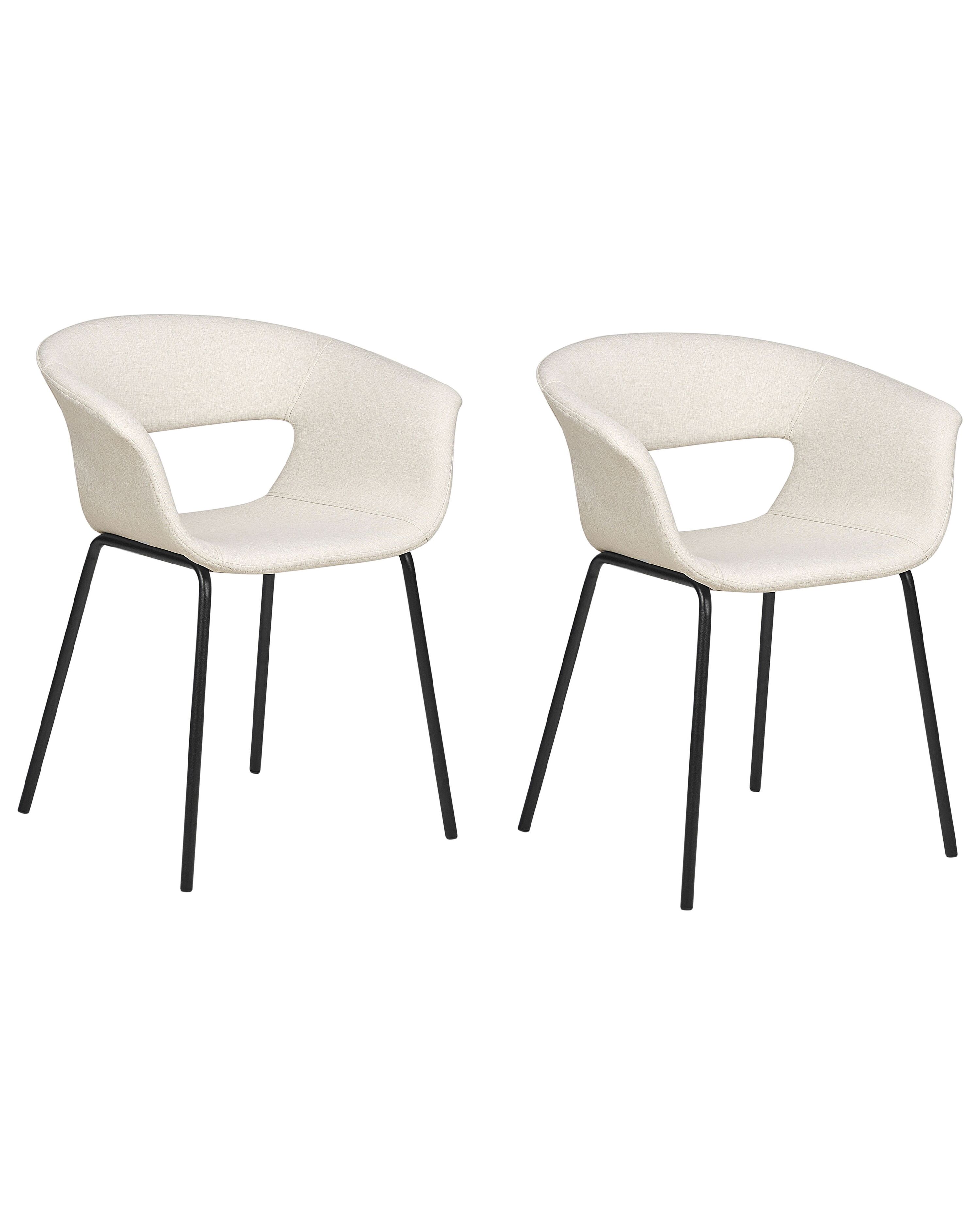 Set of 2 Dining Chairs ELMA Fabric Light Beige