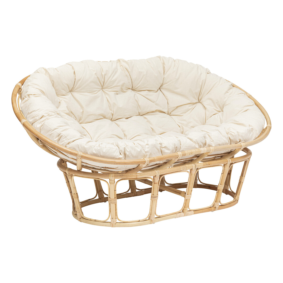 2-seater bench "Mamasan" 2 seater, Rattan, White