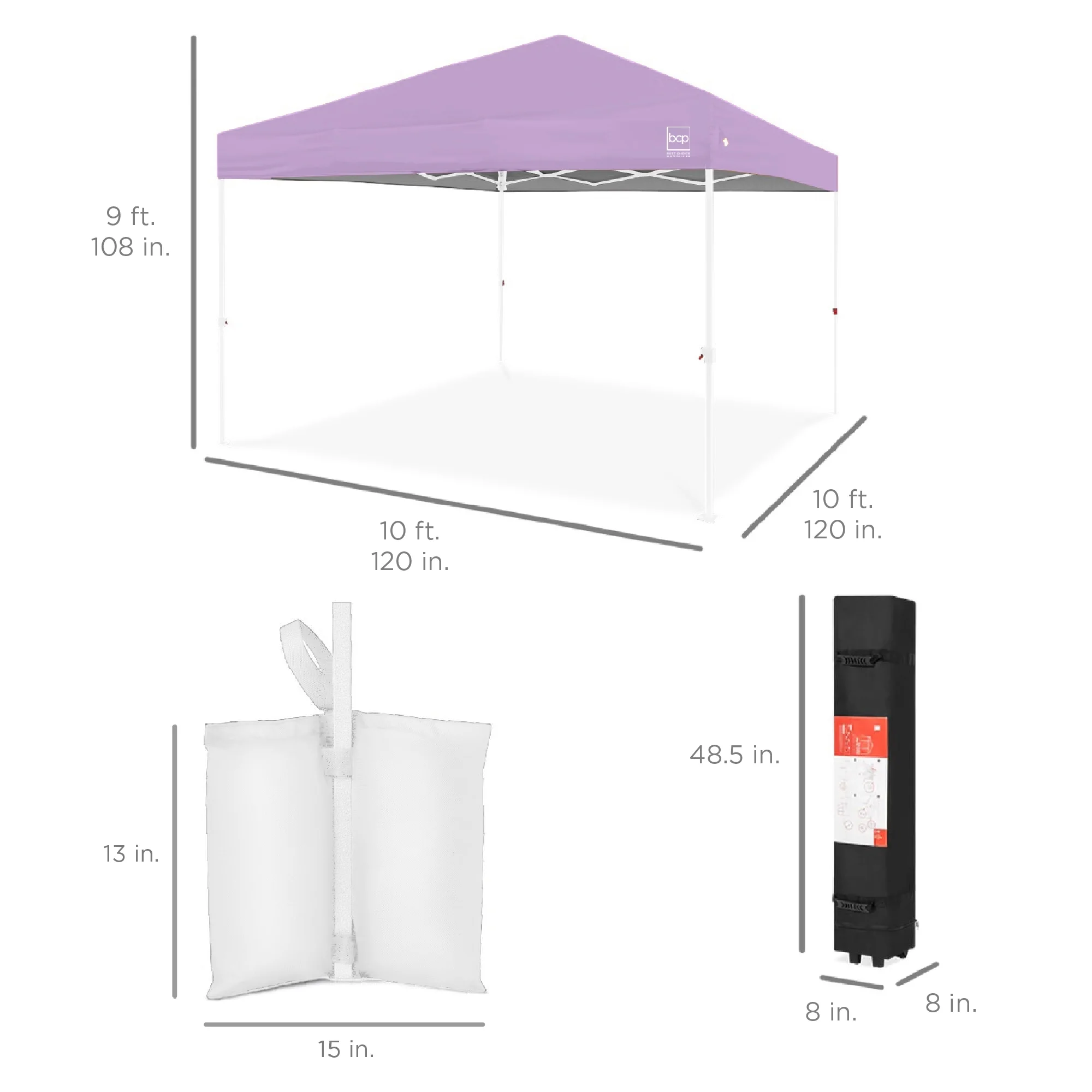 Best Choice Products 10x10ft Easy Setup Pop Up Canopy w/ 1-Button Setup, Wheeled Case, 4 Weight Bags - White - Image 37