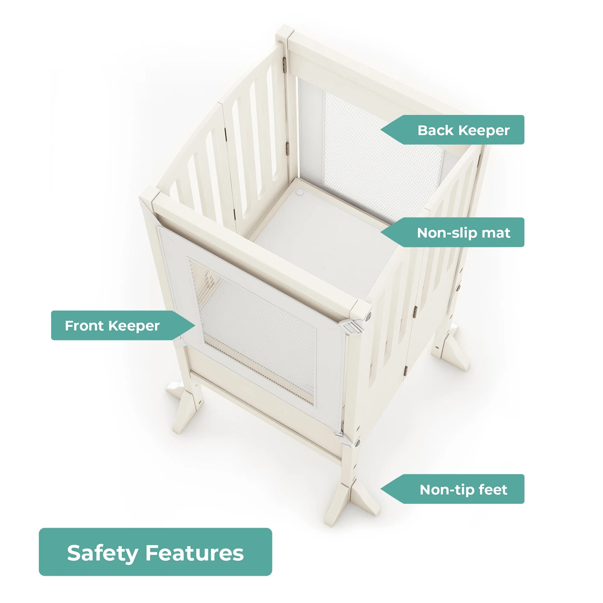 Guidecraft Contemporary Kitchen Helper Step Stool - White: Adjustable, Folding Montessori Toddler Tower - Safety Learning Furniture - Image 22