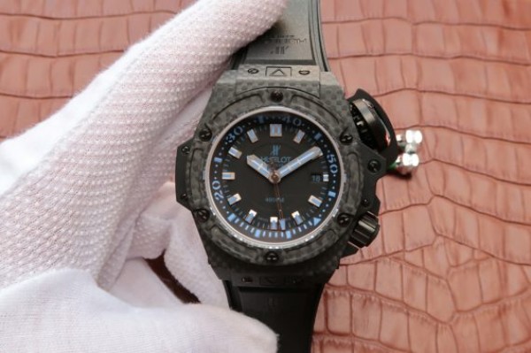 Replica Hublot King Power OceanGraphic 4000 CF V6F Blue Markers Rubber Strap A7750 - Elite Watch Atelier