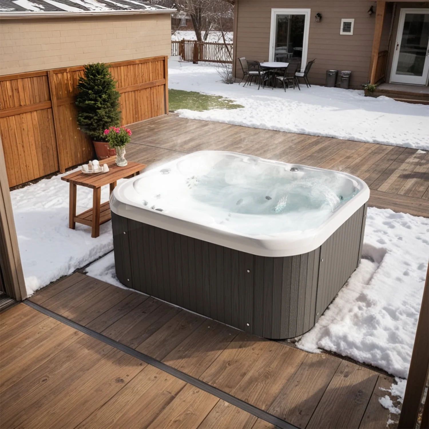 Patiowell 2 Person Home Spa Hot Tub for Outdoor, with 41pcs Massage Jets, LED lighting, Built-In Water Purification System, 900L, Black - Image 12