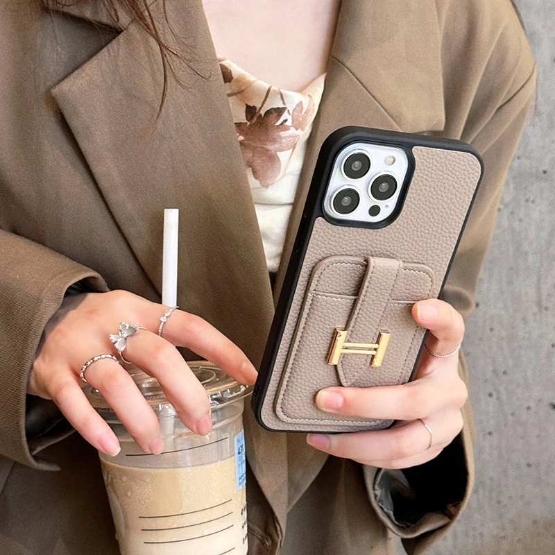 H Card Holder Leather iPhone Case - Wholesale & Influencer
