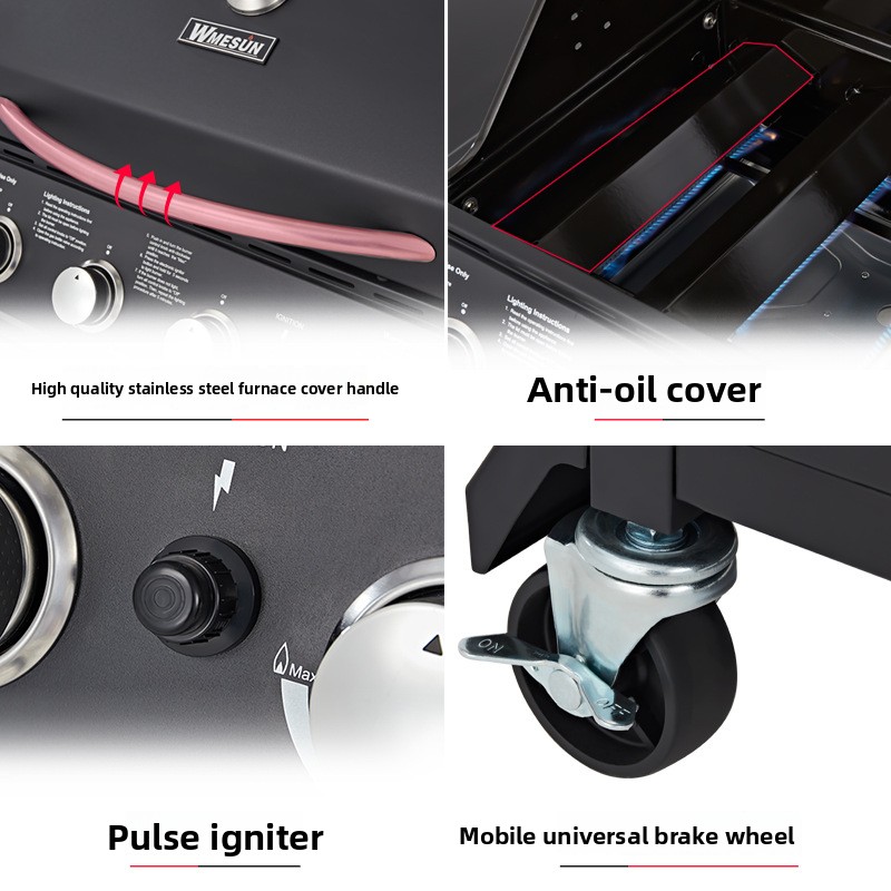 Multifunctional Outdoor Gas BBQ Grill Stove Household Smokeless Liquefied Gas Thickened Grill Rack for Courtyard Stew Grill
