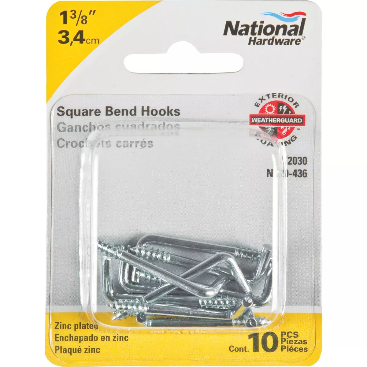 National Hardware Square Bend Screw Hook Shoulder Hook (10 Count)