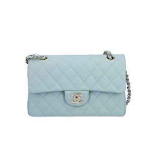 Chanel Classic Medium Blue Lambskin Rainbow Hardware – CB0311:1High-quality replica