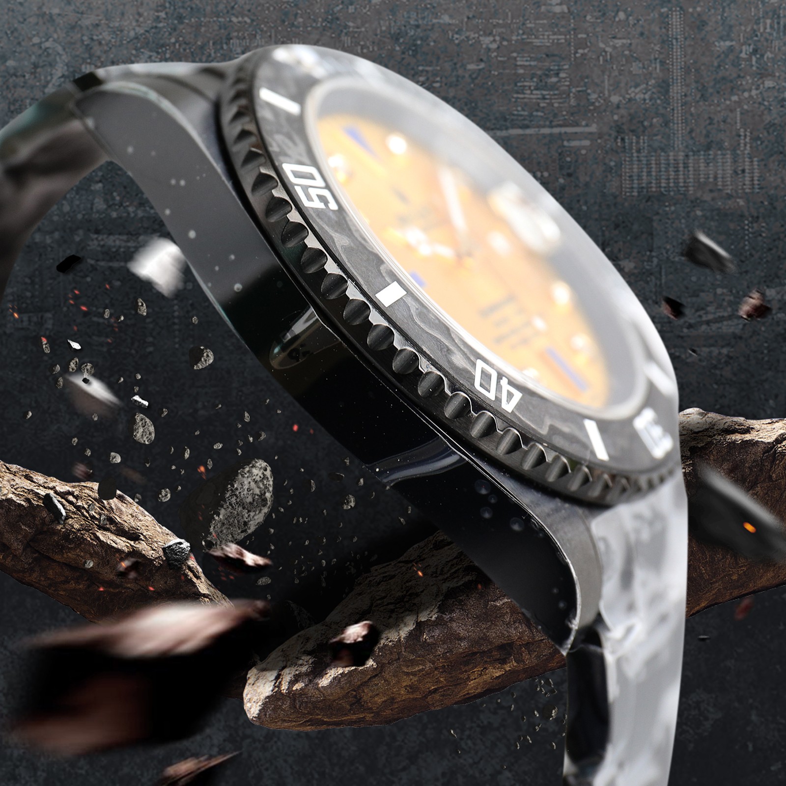 ROLEX Rolex Customized Submariner-Diamond Dial-Carbon Fiber Bezel-Black Gold(1:1 replica) - Elite Watch Atelier