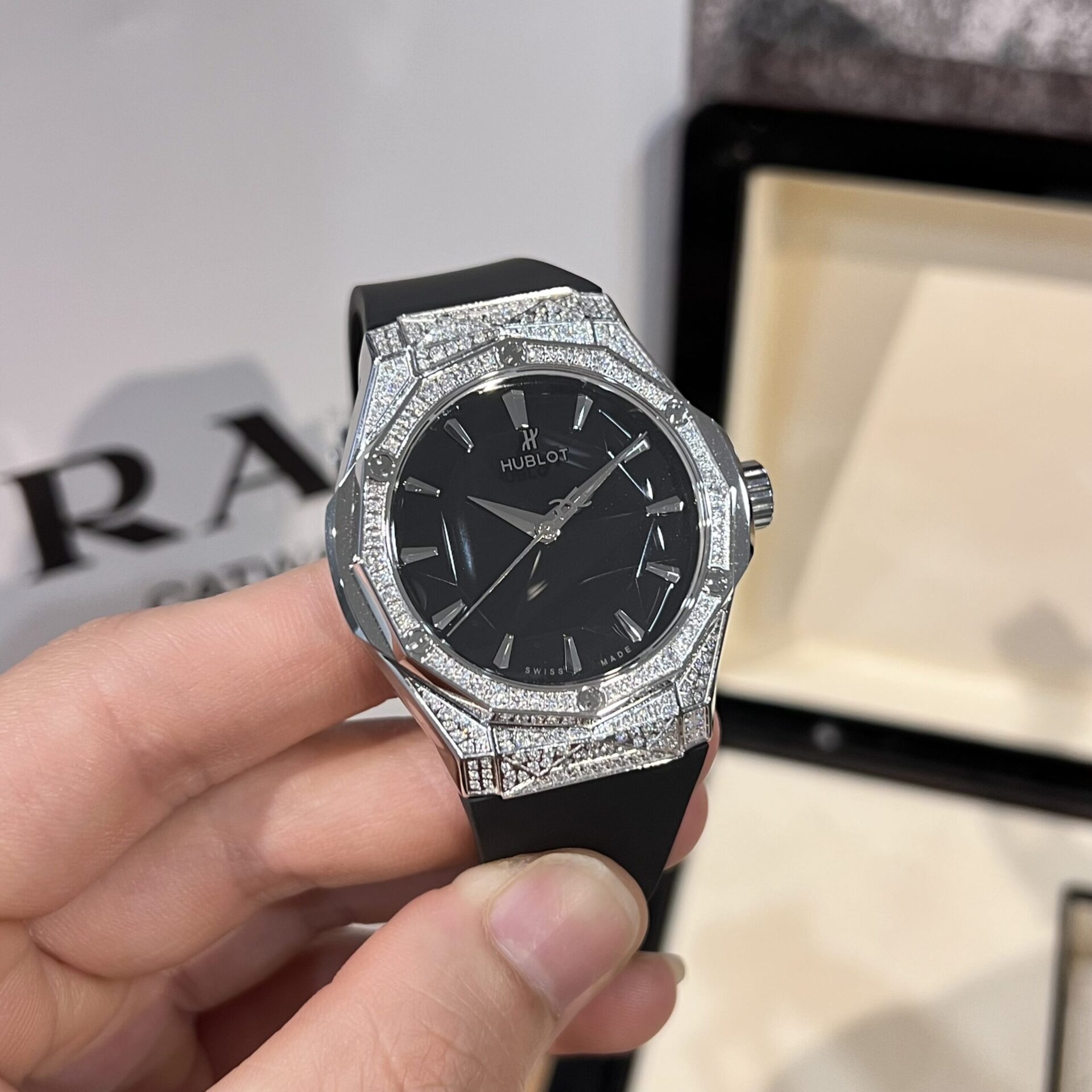 Hublot Replica Watch Orlinski Full Diamond Case Black Dial HBF 40mm - Elite Watch Atelier