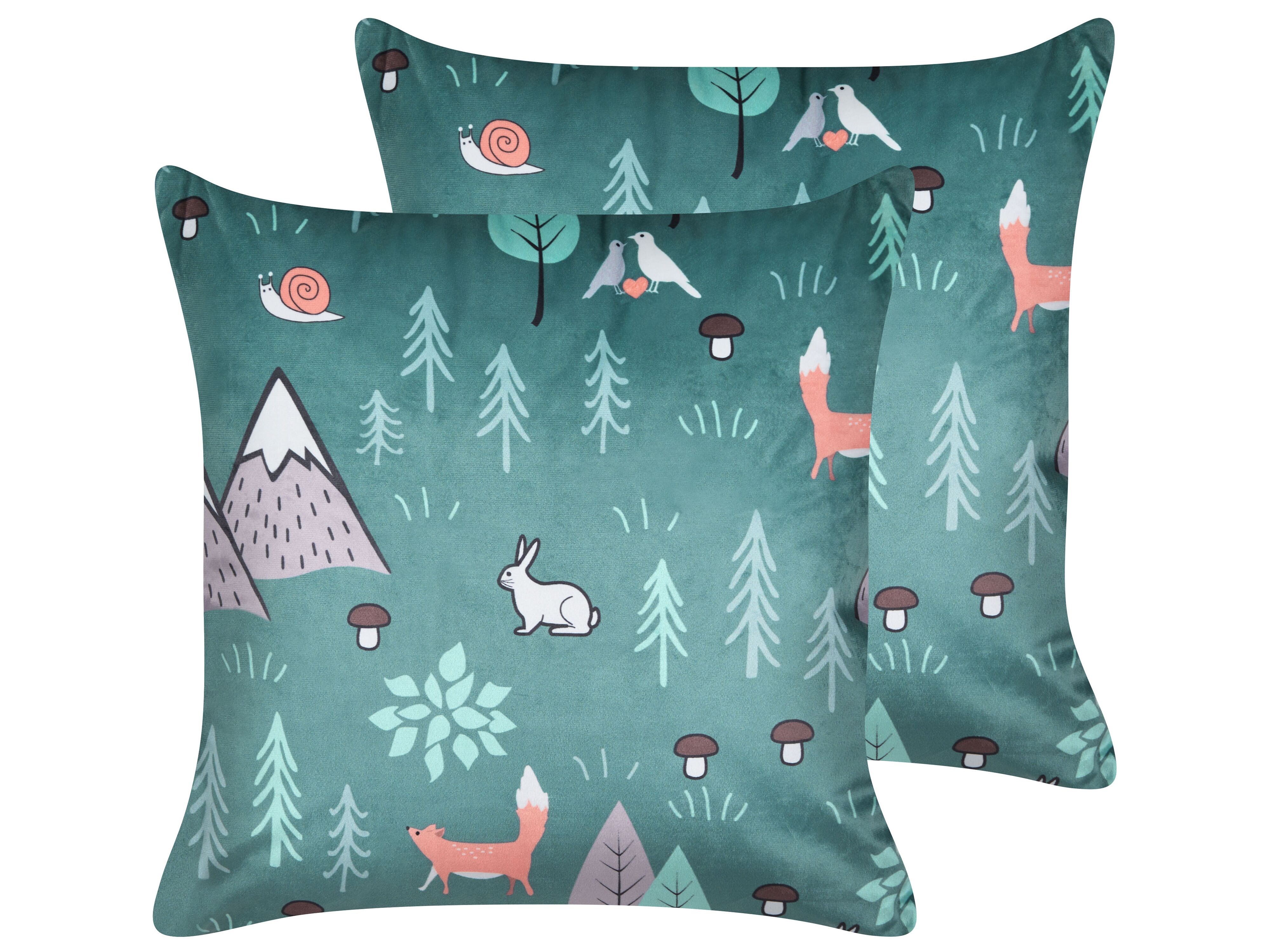 Set of 2 Decorative Cushions FOOTHILL Velvet 45 x 45 cm Mint Green