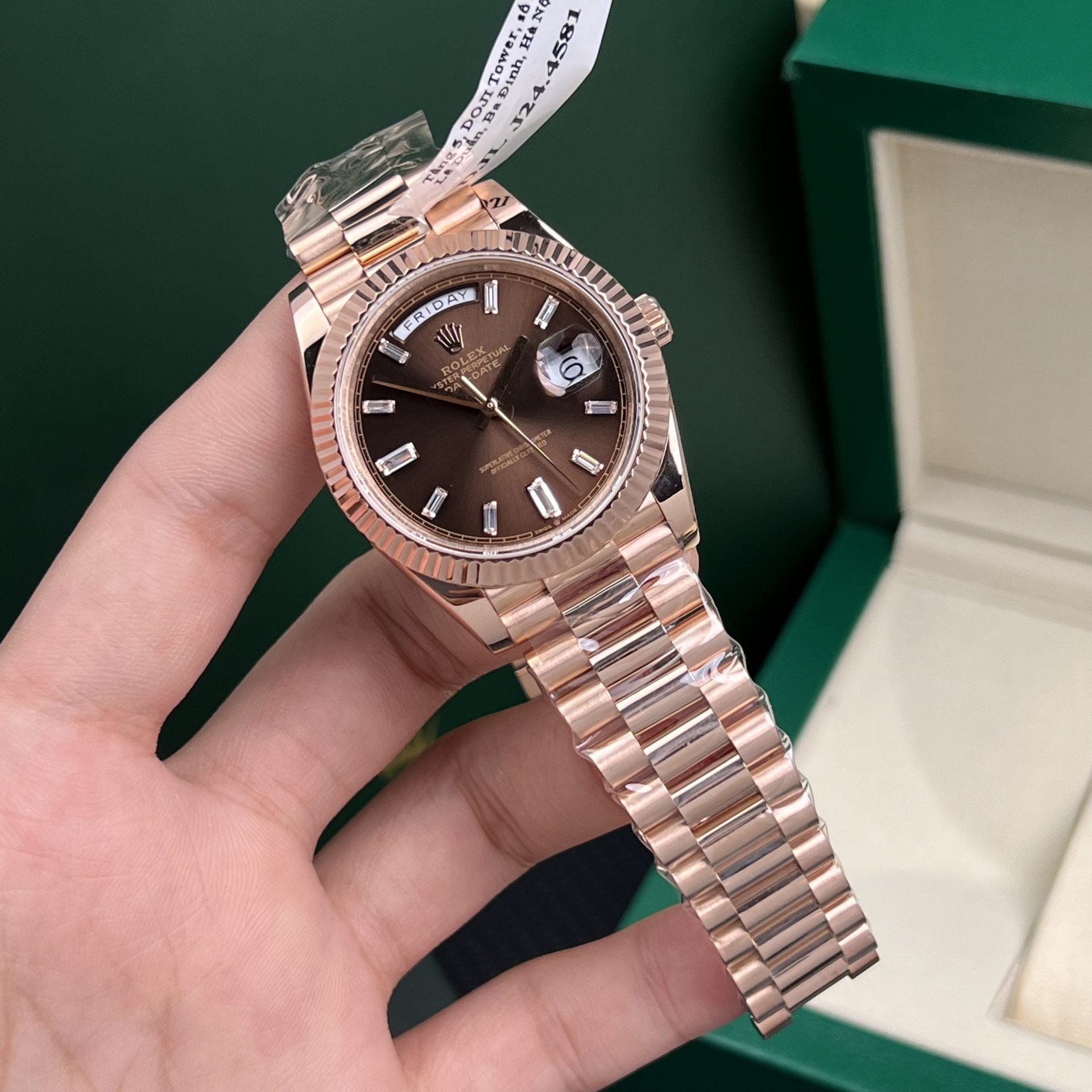 Rolex Best Replica Watch Day-Date Gold Wrapped Chocolate Dial Weight 177gram GM Factory 40mm - Elite Watch Atelier