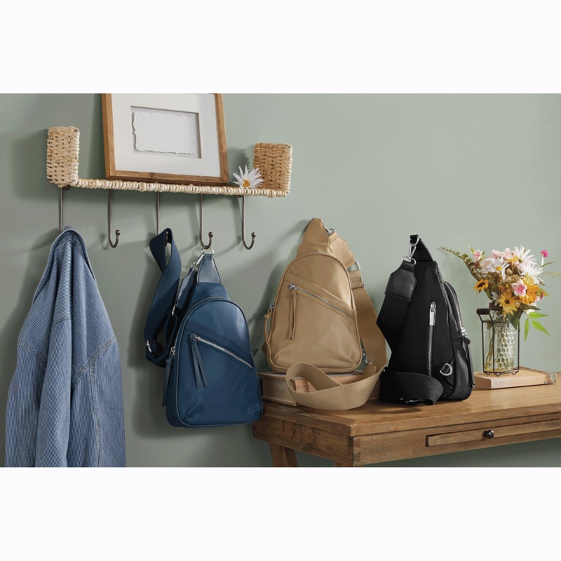 Canvas Slingbag with Zip Closures and Durable Nylon - MIDNIGHT VELVET CATALOG