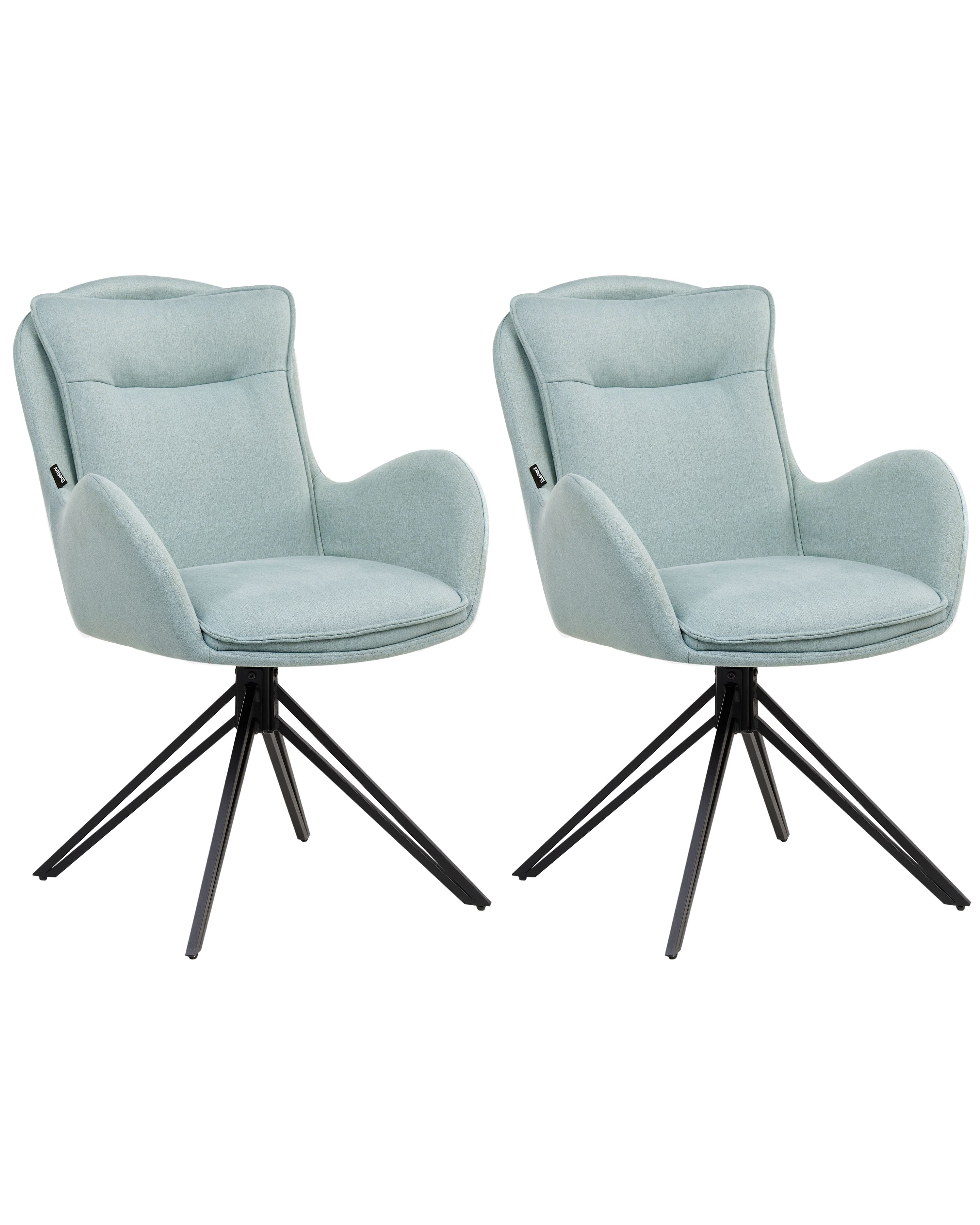 Set of 2 Dining Chairs Swivel AVELAR Fabric Light Blue