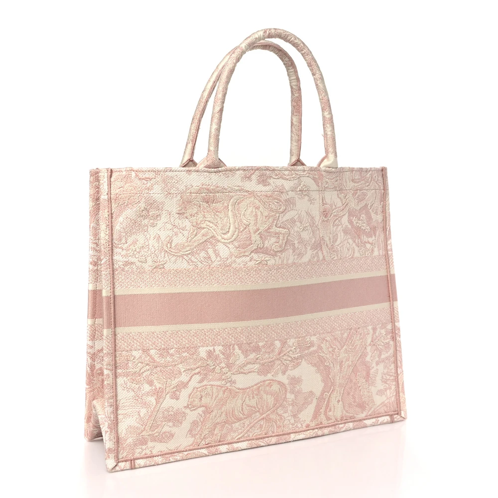 Superfake Dior Book Tote in Pink Embroidered Canvas1:1High-quality replica