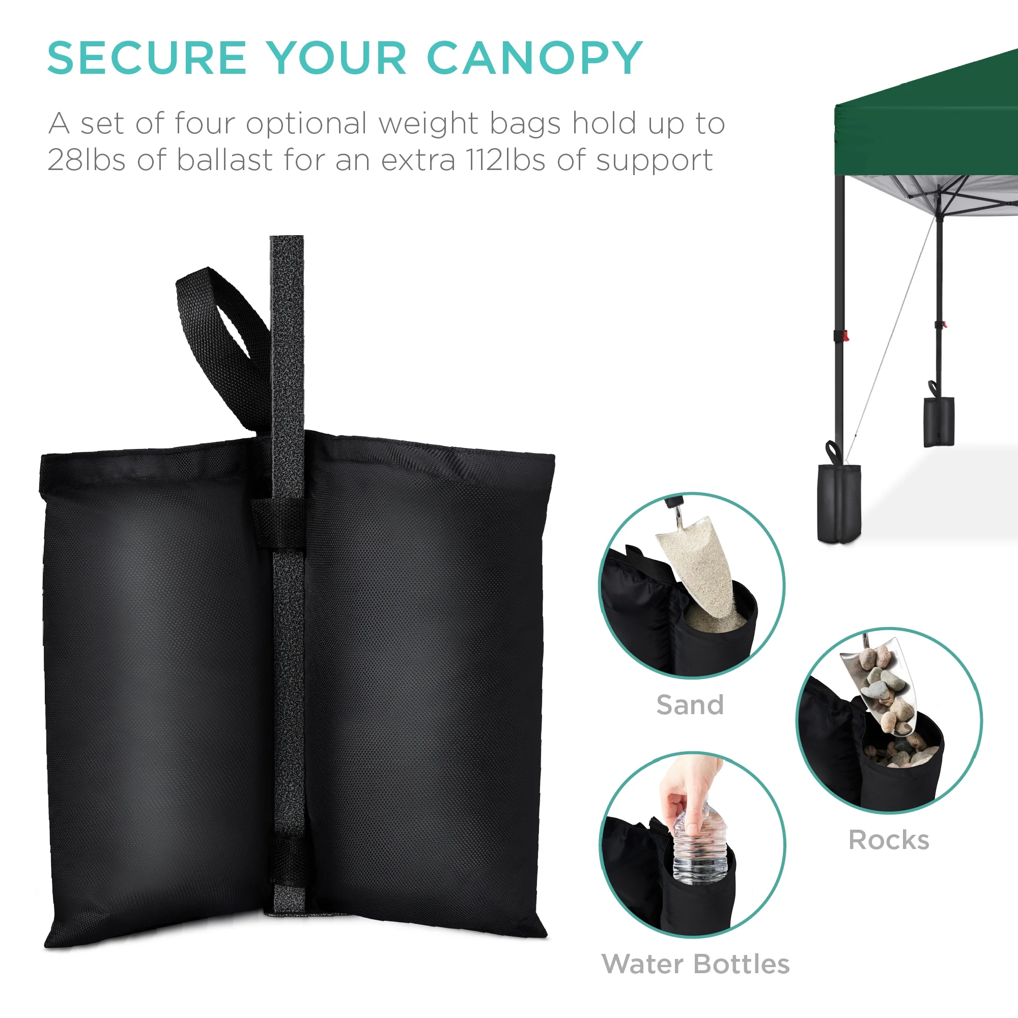 Best Choice Products 10x10ft Easy Setup Pop Up Canopy w/ 1-Button Setup, Wheeled Case, 4 Weight Bags - White - Image 178