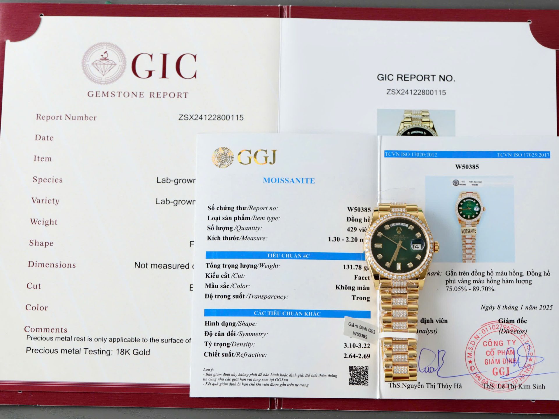 Rolex Day-Date Dial Green Ombre Copies Watch Gold Wrapped + Diamonds Moissanite Custom 36mm - Elite Watch Atelier
