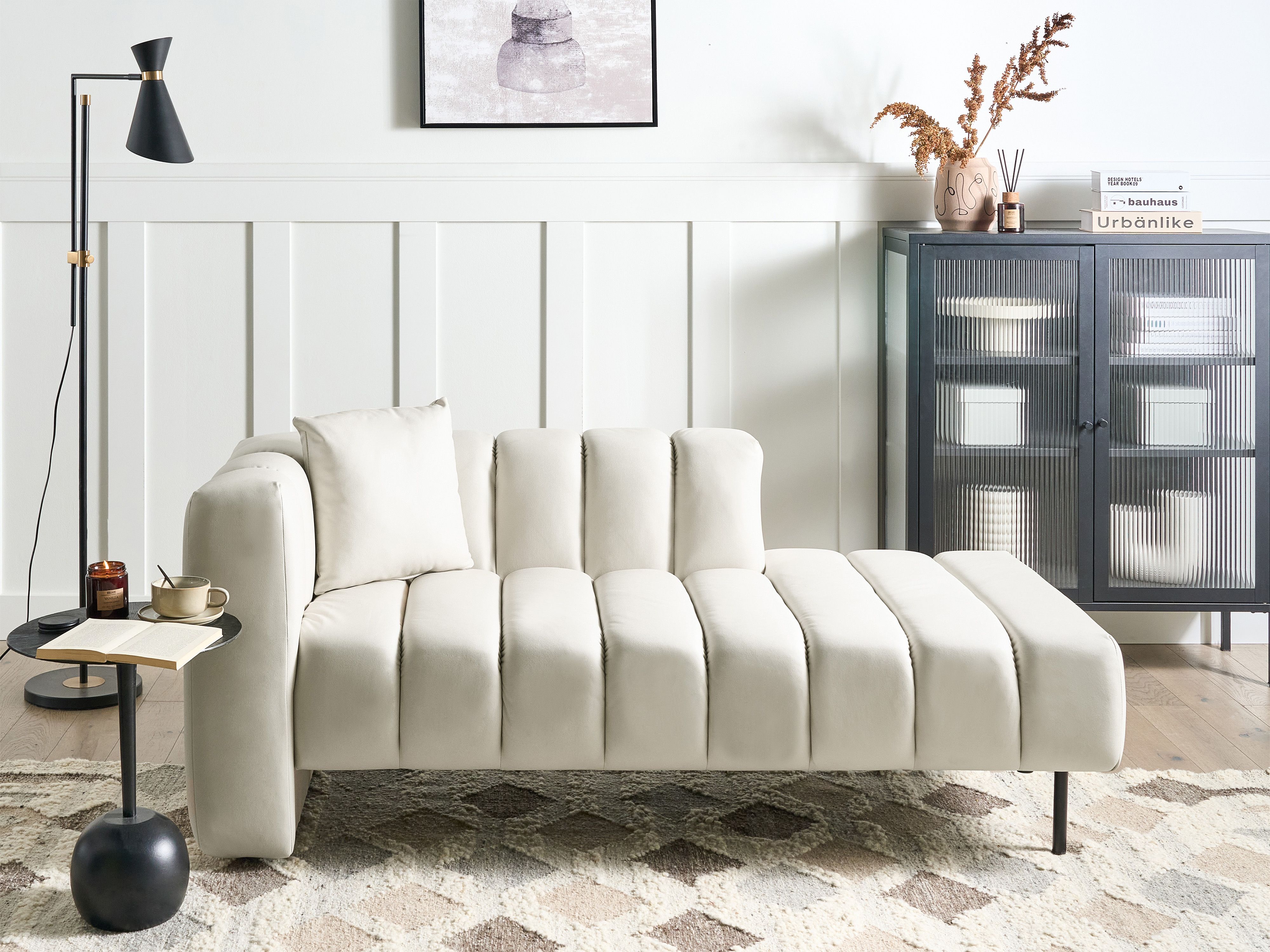 Left-Hand Chaise Lounge LANNILS Faux Leather Off-White