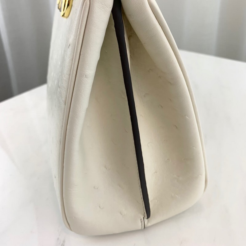 Replica Gucci Zumi Ostrich Leather Medium Top Handle Bag 569712 White1:1High-quality replica