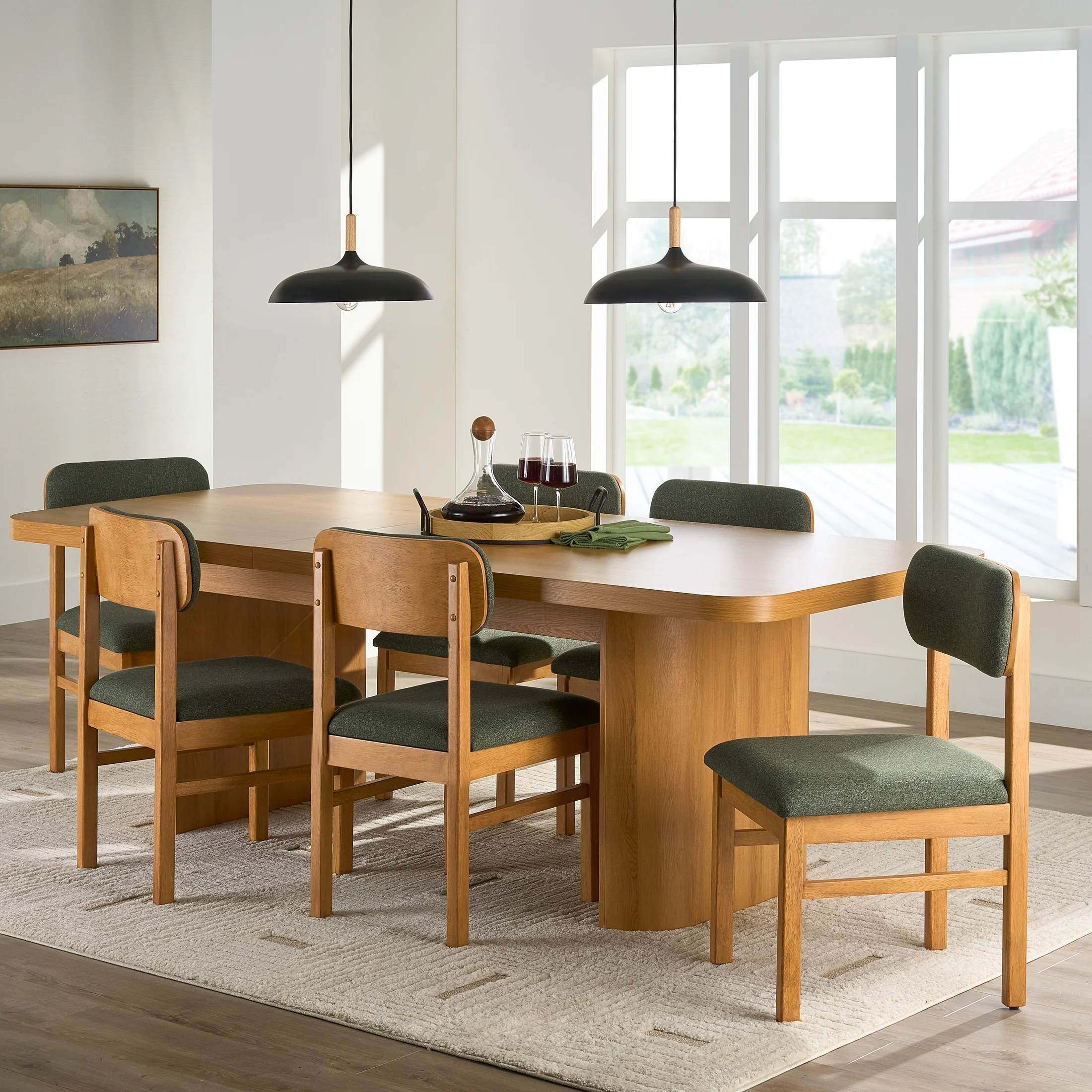 Better Homes & Gardens Juliet Dining Chairs 2 Pack, Light Honey Finish and Olive Green - Image 6