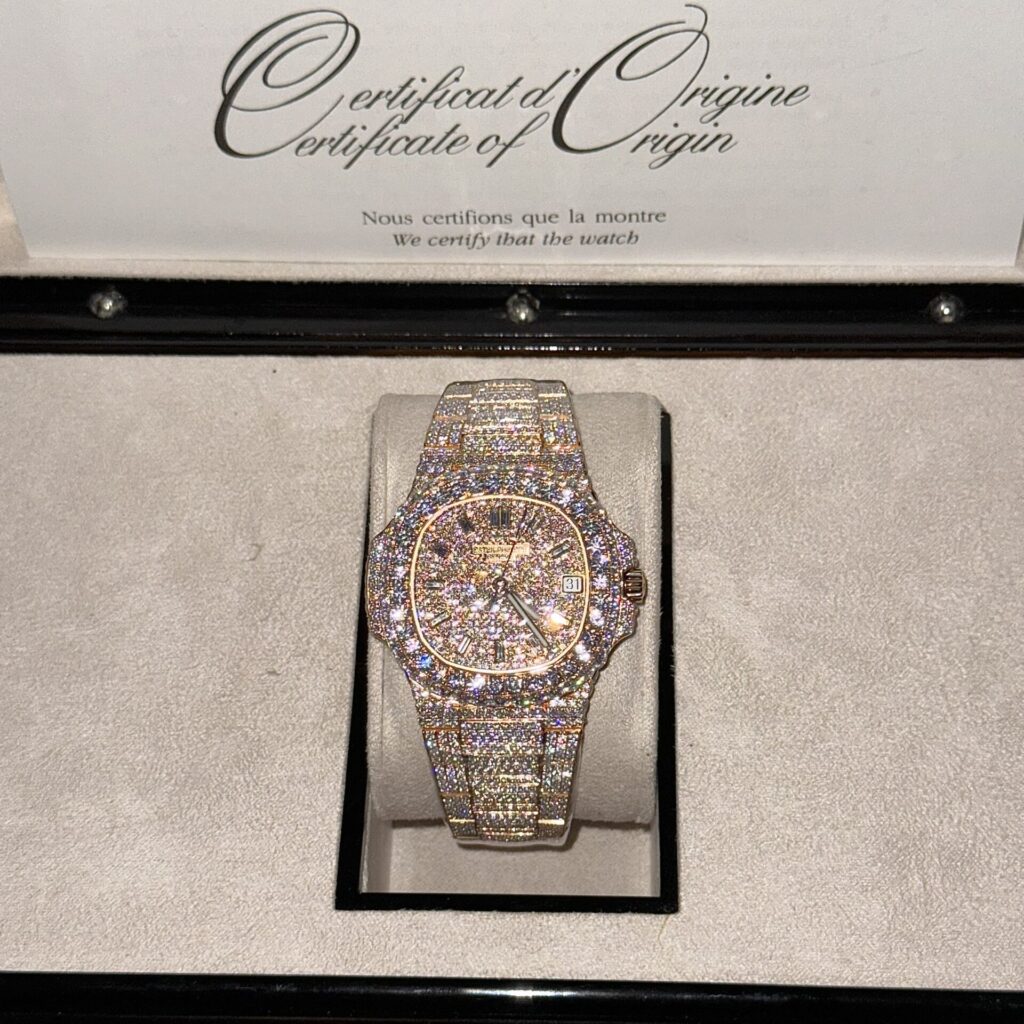 Patek Philippe Best Replica Watch Nautilus 5719 Gold Wrapped   Moissanite Diamonds Custom 40mm - Elite Watch Atelier