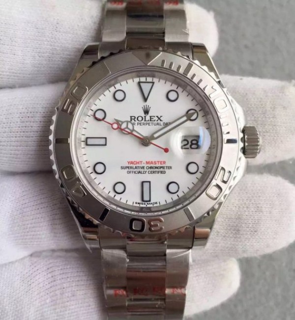 Replica Rolex Yacht-Master 116622 Noob White Dial on SS Bracelet A2824 - Elite Watch Atelier