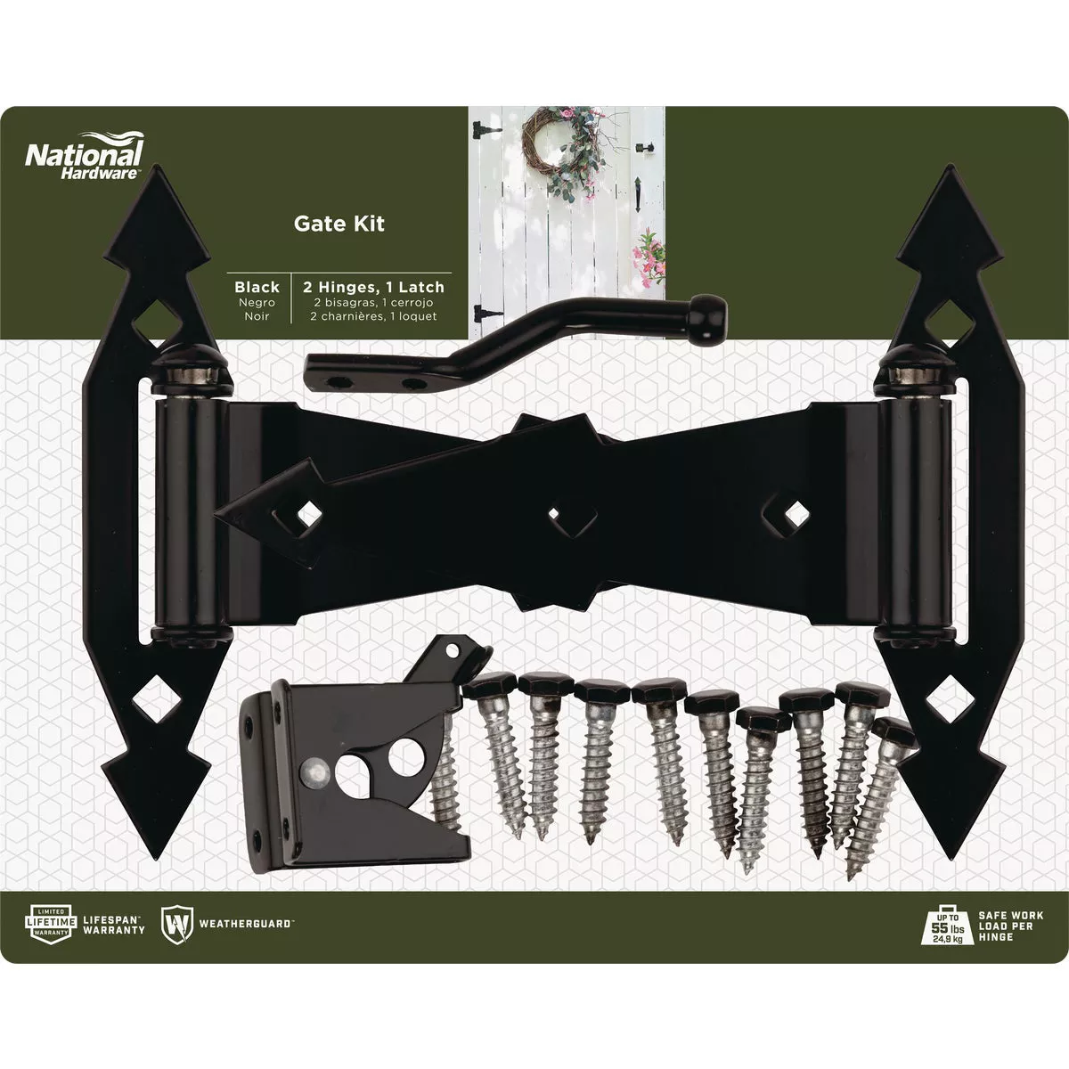 National Hardware Gate Hinge and Latch Hardware Kit, Black