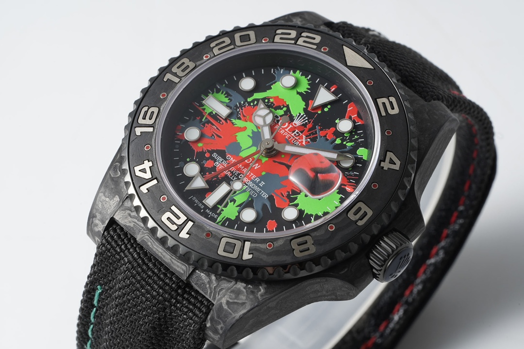 Diw New Rolex Ultra Limited Edition GMT-MASTER II - Carbon Fiber - Graffiti Color(1:1 replica) - Elite Watch Atelier