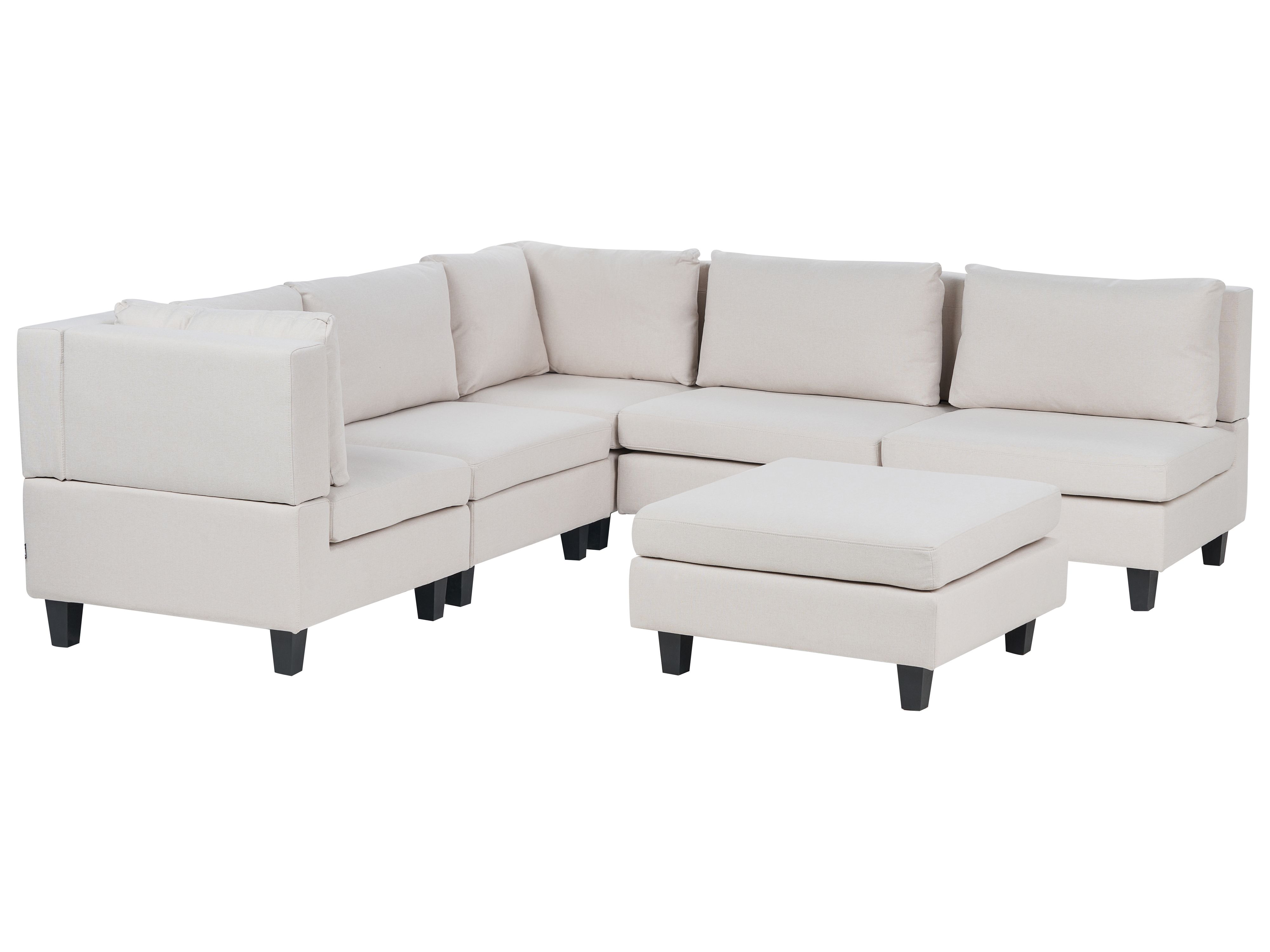 Modular Corner Sofa 5 Seater UNSTAD Fabric Light Beige with Ottoman Right Hand