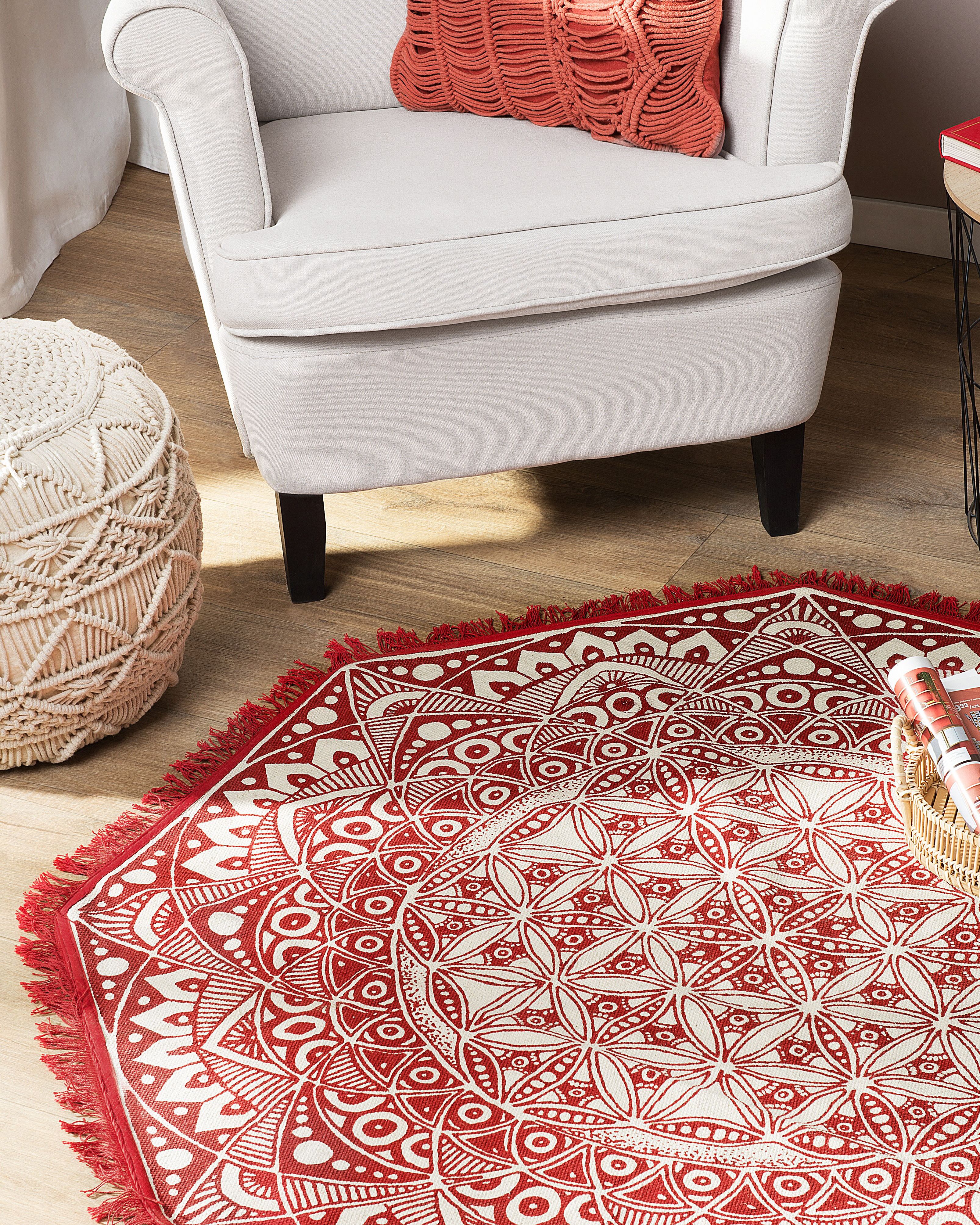 Rug MEZITILI Red ø 120 cm Cotton