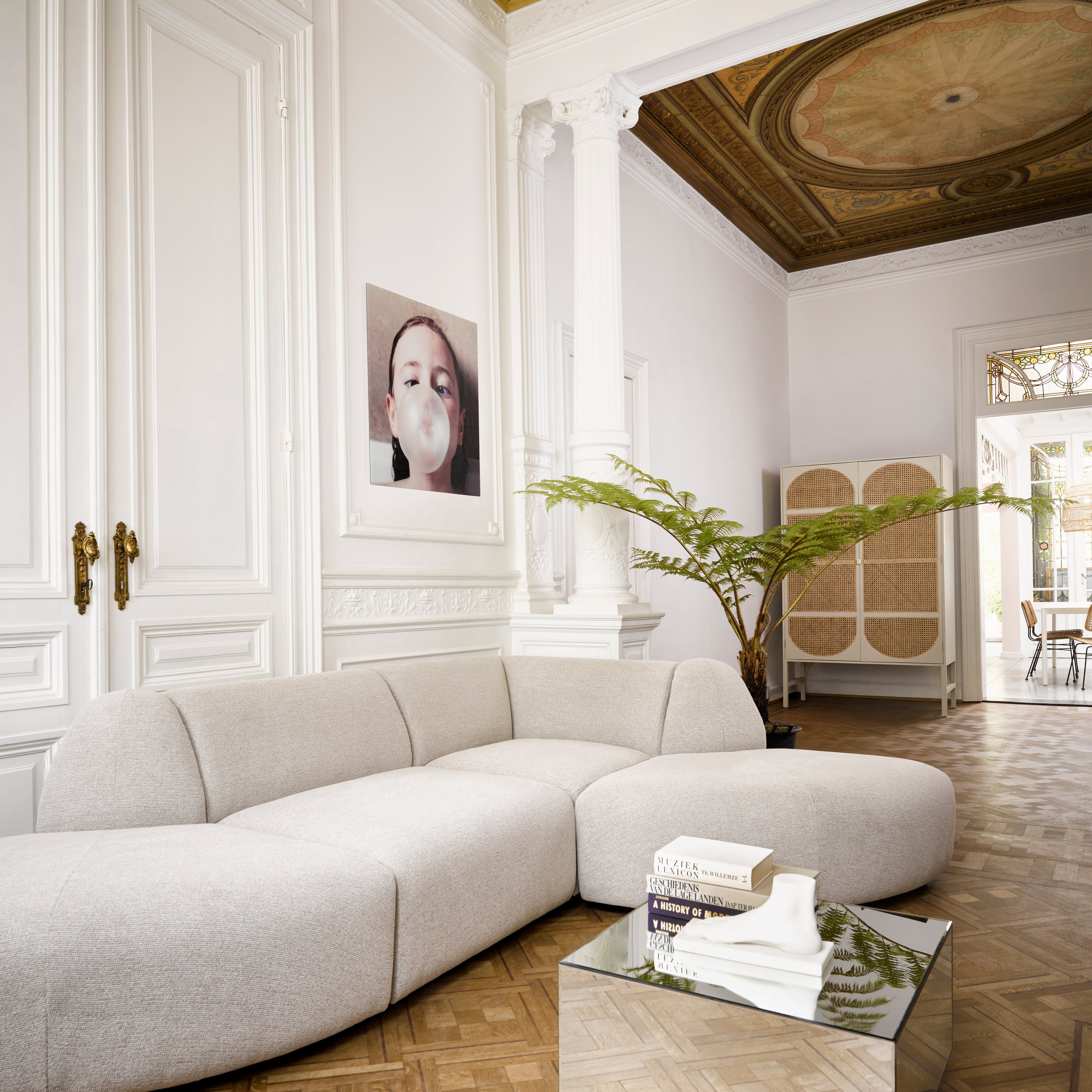 HKliving Jax Bank Element - Eindstuk Rechts - Geweven Stof - Naturel M