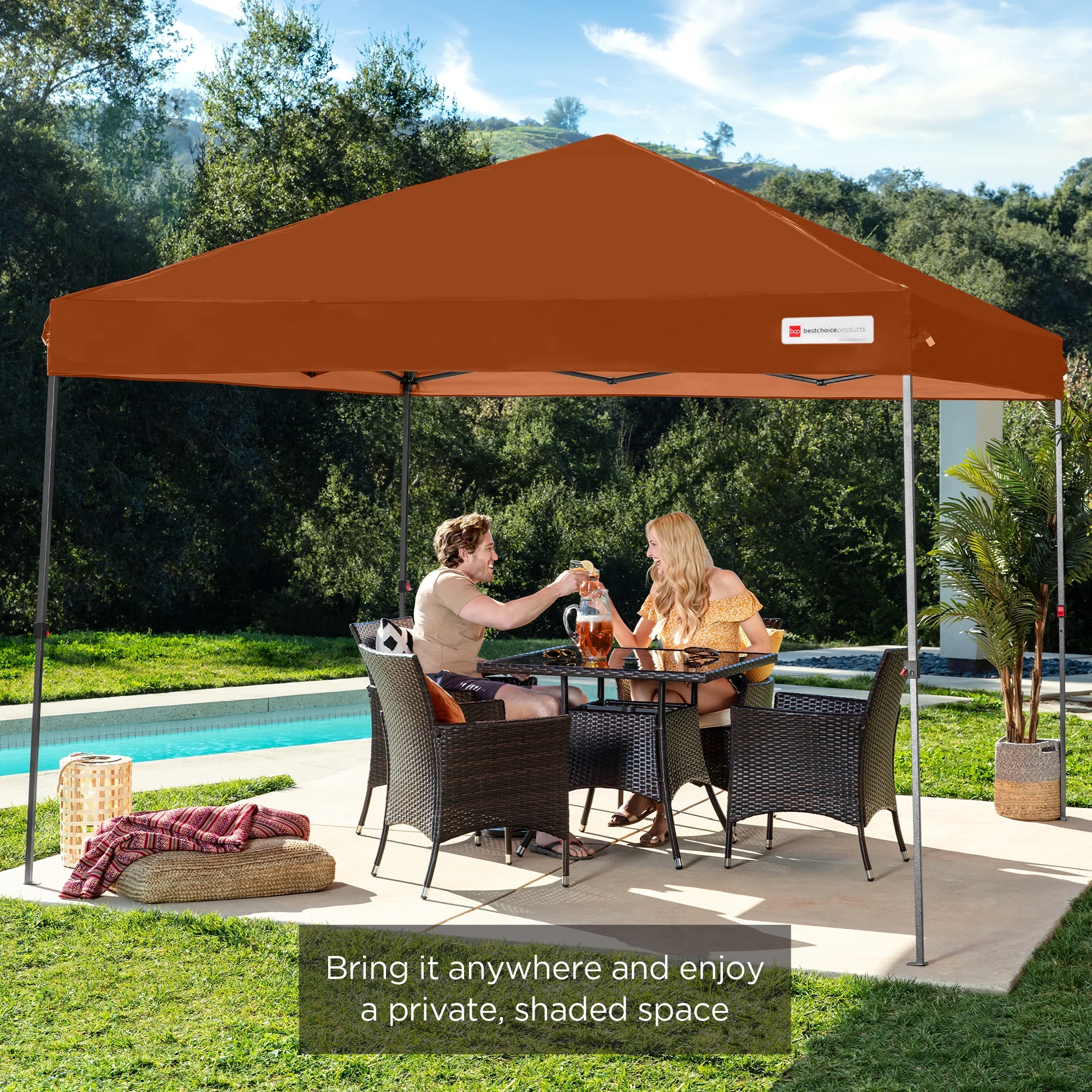 Best Choice Products 10x10ft Easy Setup Pop Up Canopy w/ 1-Button Setup, Wheeled Case, 4 Weight Bags - White - Image 125