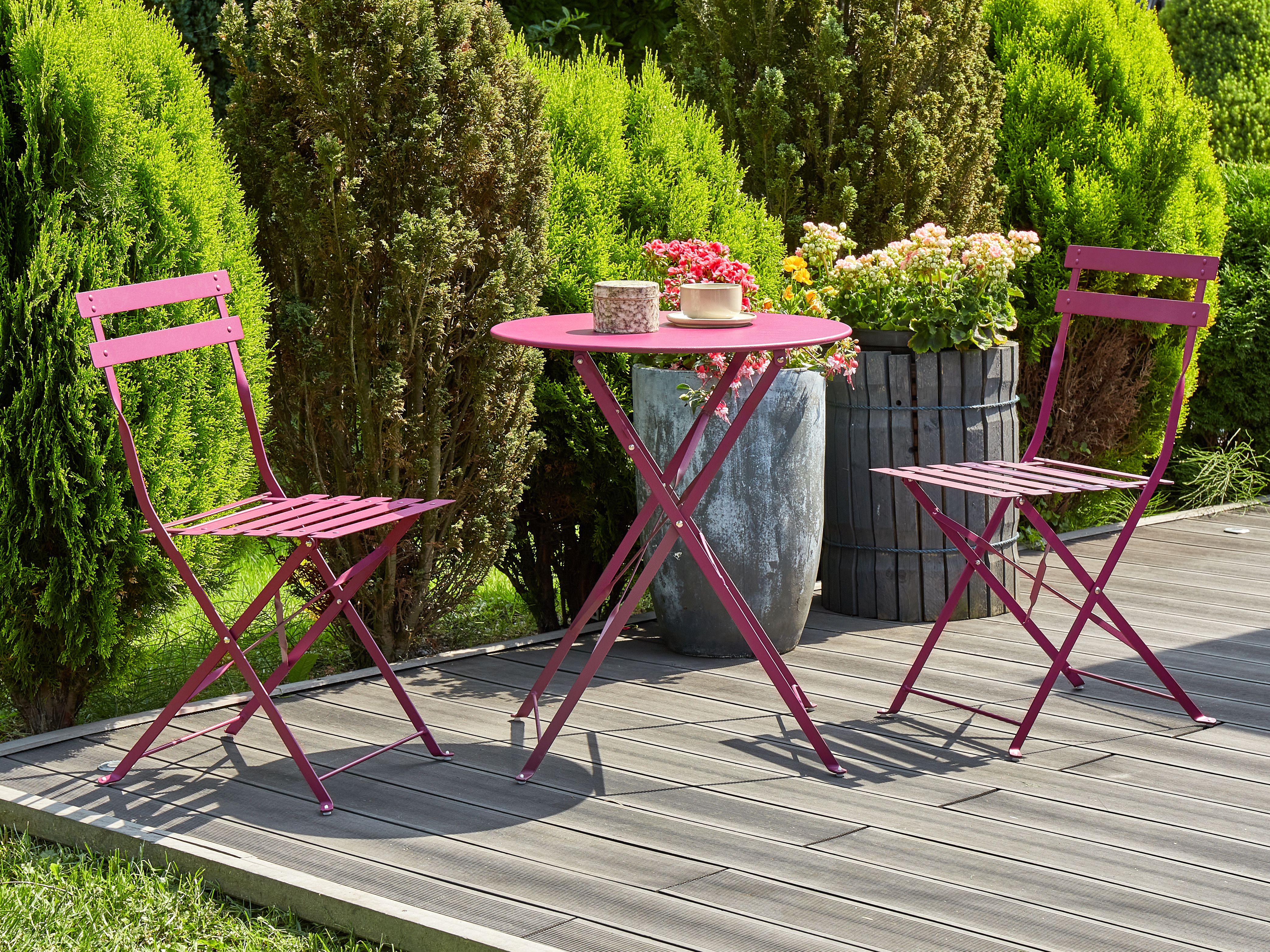 Bistro Set Folding FIORI Metal Burgundy