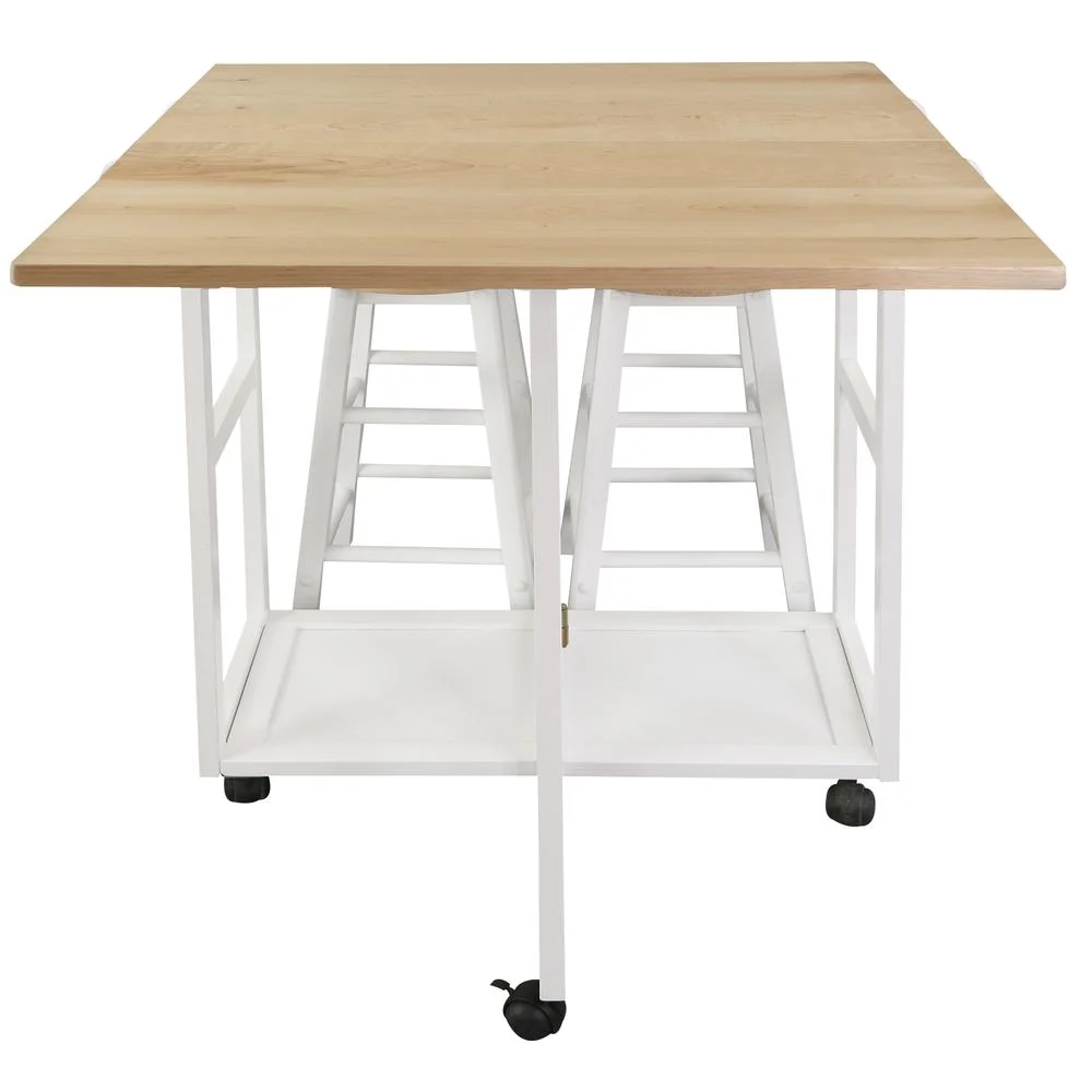 American Trails Breakfast Cart with Drop-Leaf Table, American Maple Top, Square - White - Image 13