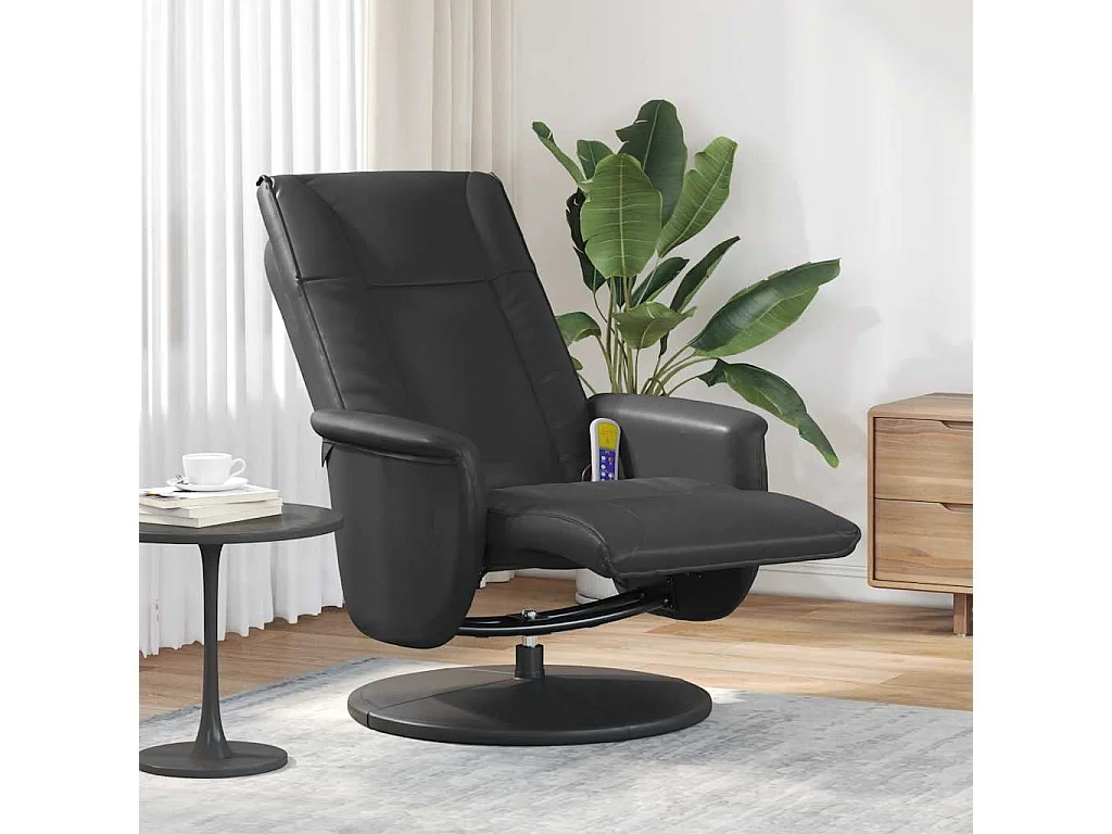 Fauteuil inclinable-Fauteuil de salon de massage repose-pieds noir similicuir SHL4440